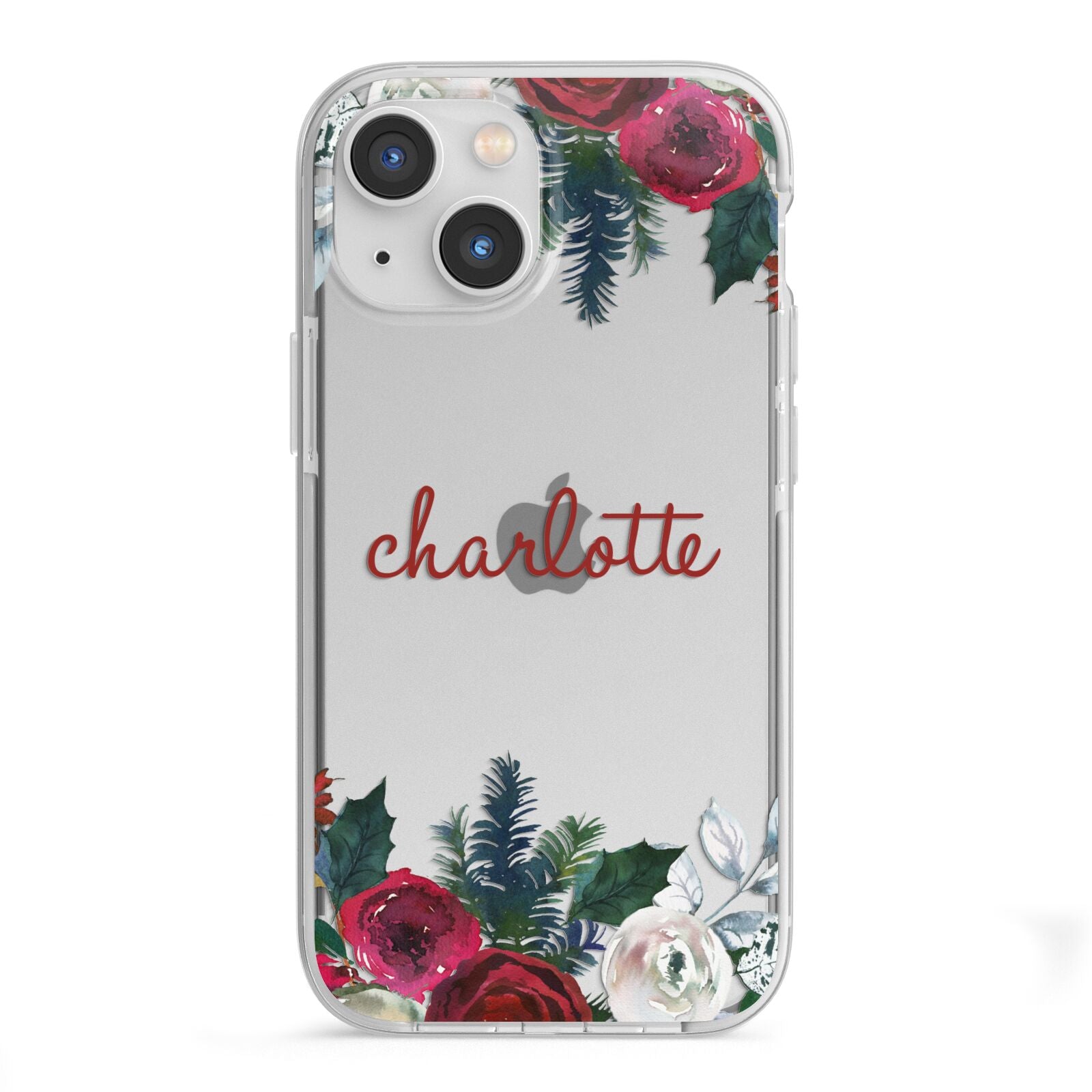 Christmas Flowers Personalised iPhone 13 Mini TPU Impact Case with White Edges