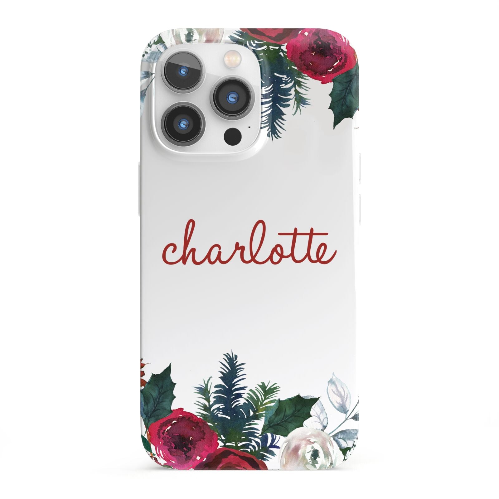 Christmas Flowers Personalised iPhone 13 Pro Full Wrap 3D Snap Case