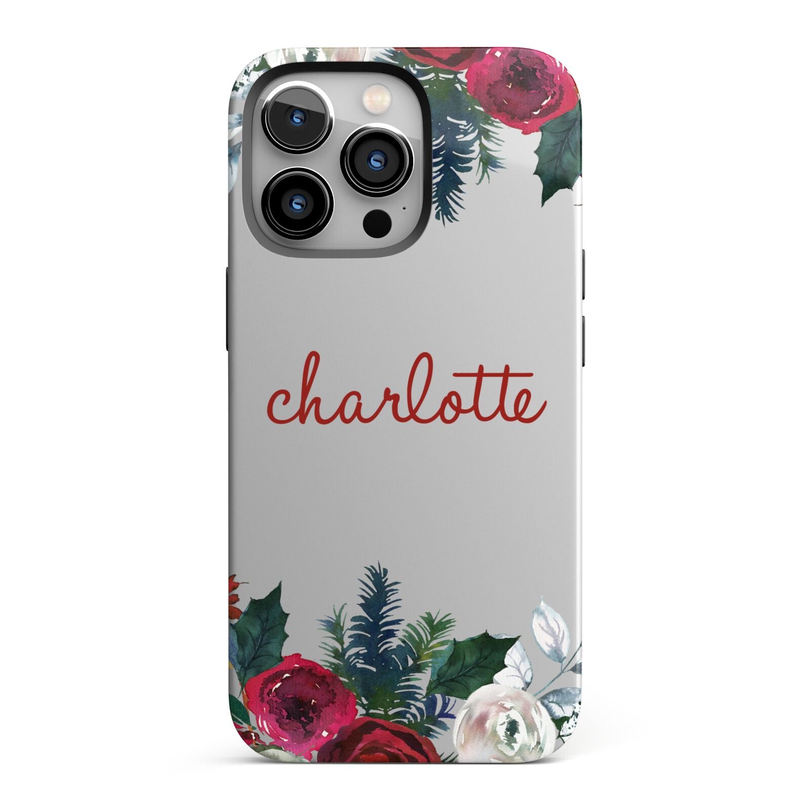Christmas Flowers Personalised iPhone 13 Pro Full Wrap 3D Tough Case