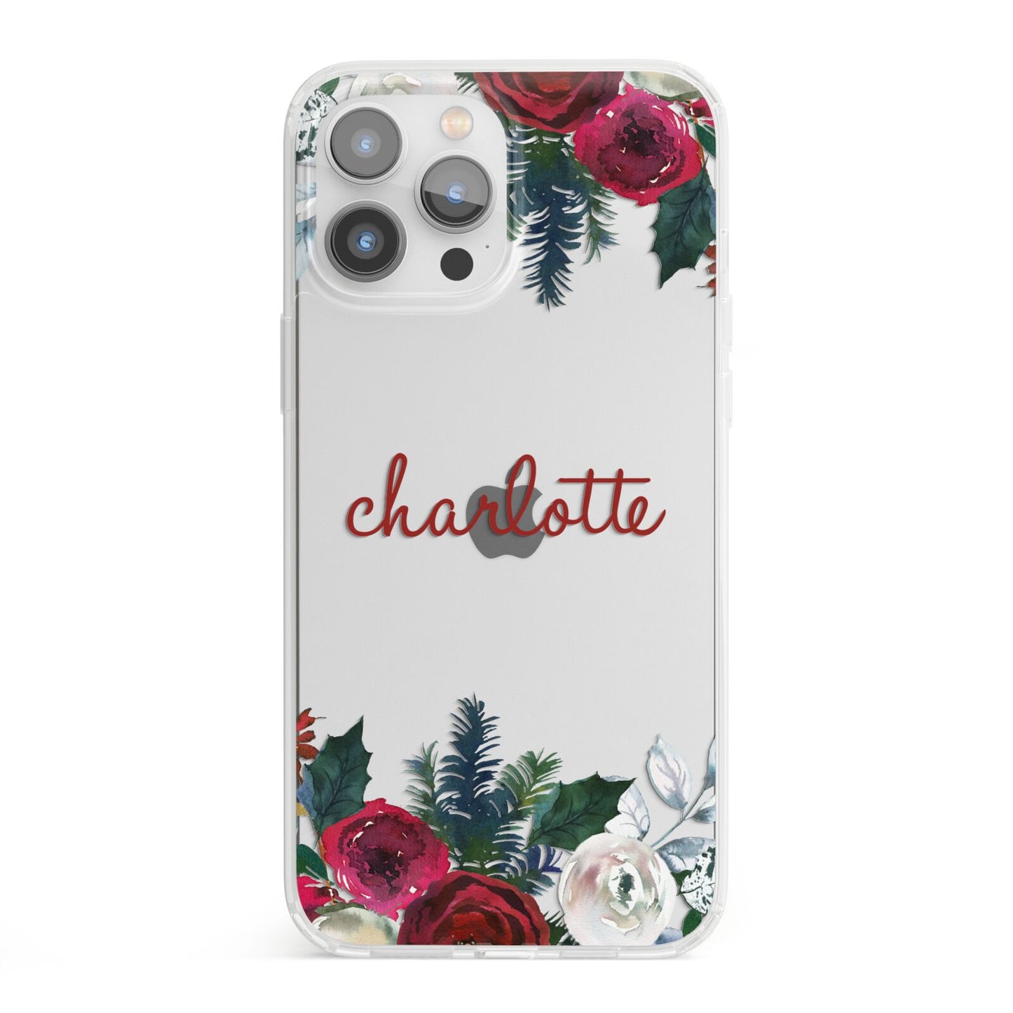 Christmas Flowers Personalised iPhone 13 Pro Max Clear Bumper Case