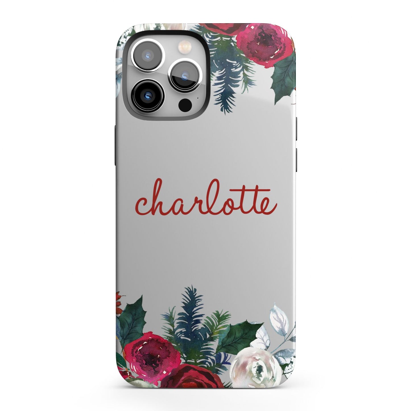 Christmas Flowers Personalised iPhone 13 Pro Max Full Wrap 3D Tough Case