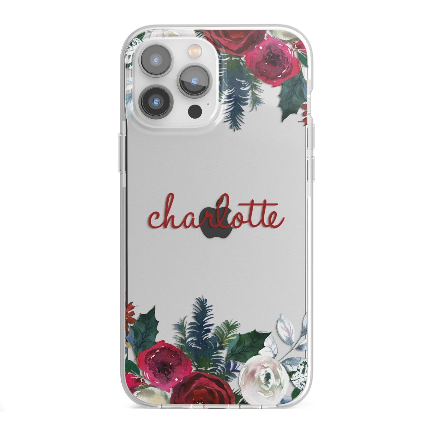 Christmas Flowers Personalised iPhone 13 Pro Max TPU Impact Case with White Edges