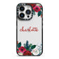 Christmas Flowers Personalised iPhone 14 Pro Black Impact Case on Silver phone