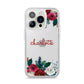 Christmas Flowers Personalised iPhone 14 Pro Clear Tough Case Silver