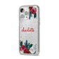 Christmas Flowers Personalised iPhone 14 Pro Max Glitter Tough Case Silver Angled Image