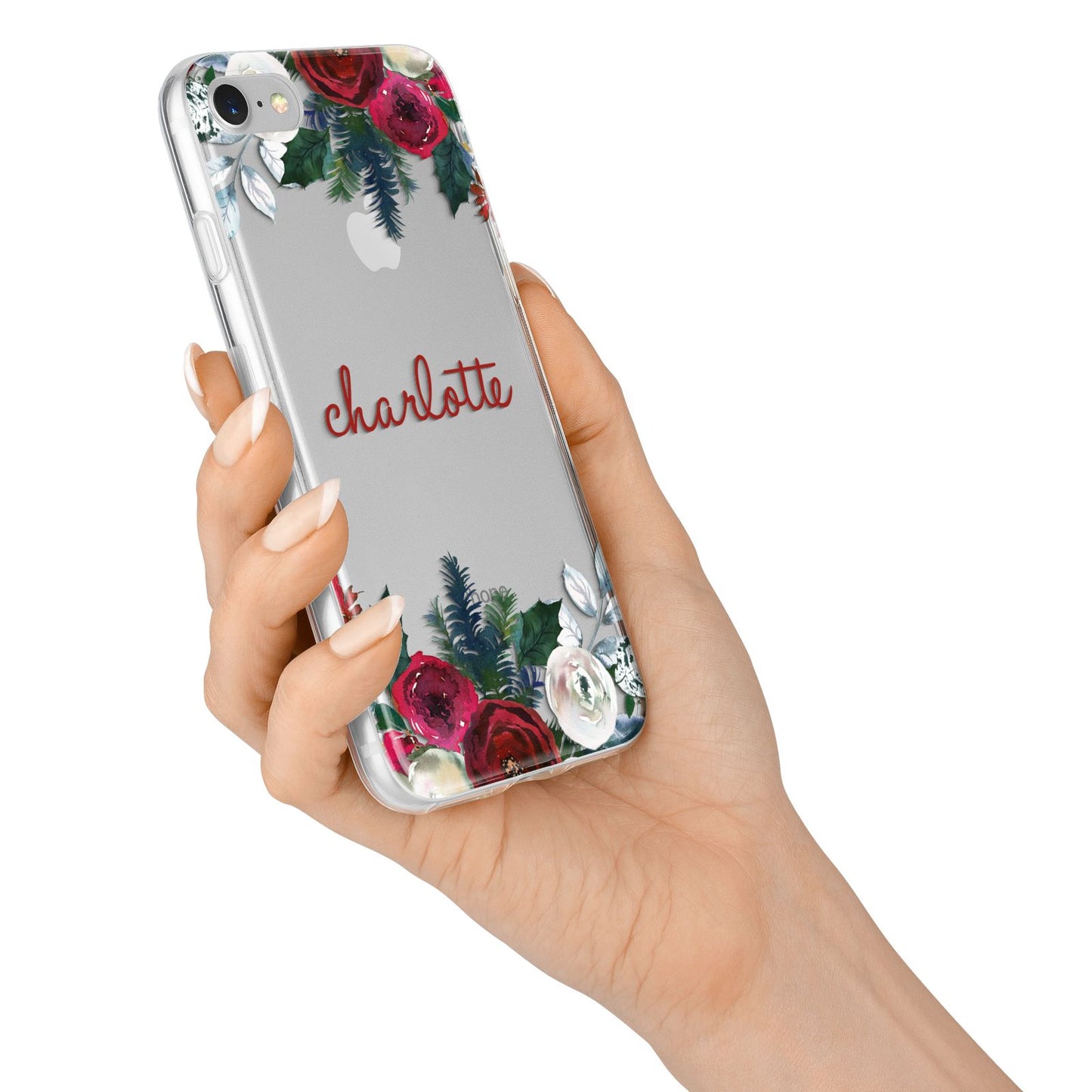 Christmas Flowers Personalised iPhone 7 Bumper Case on Silver iPhone Alternative Image