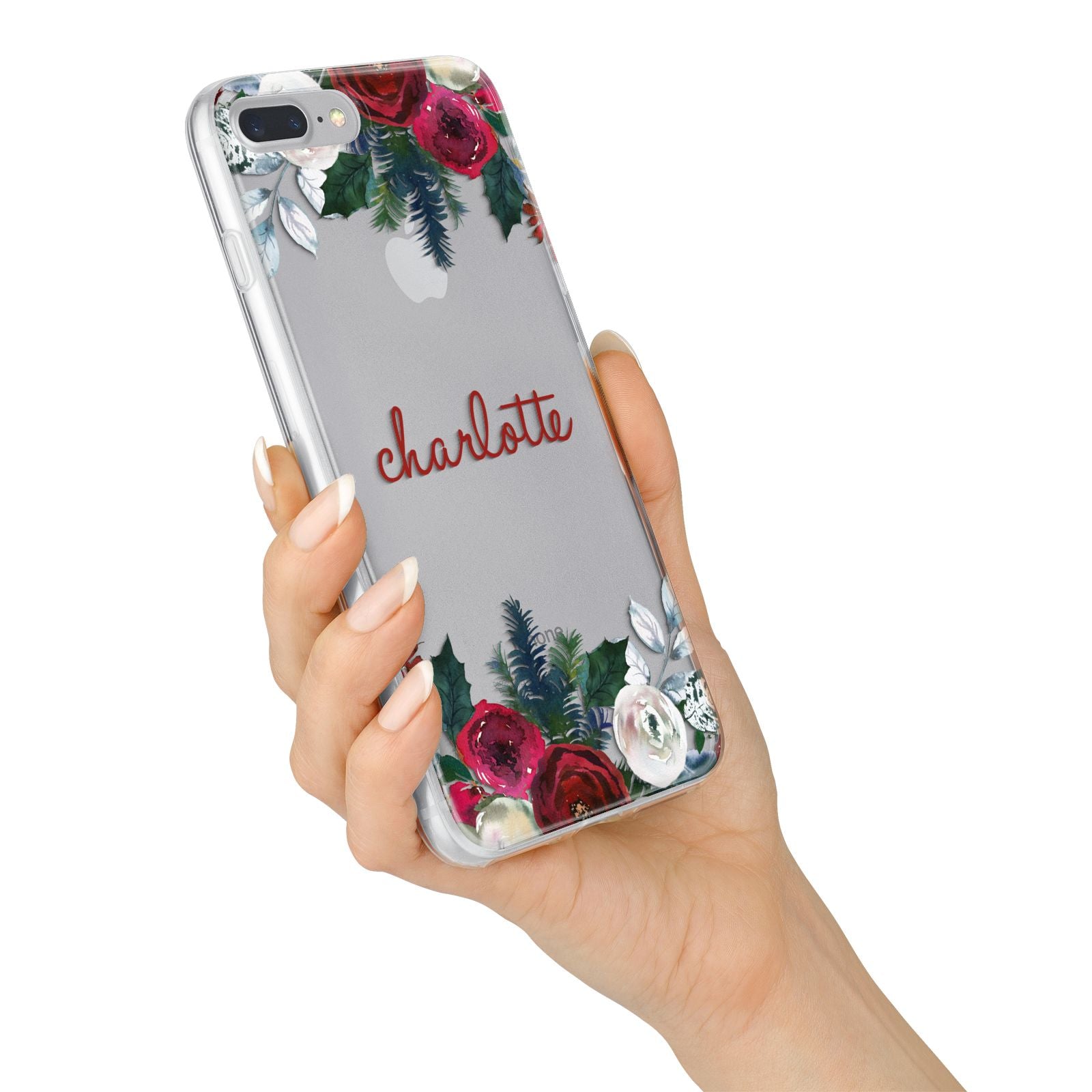 Christmas Flowers Personalised iPhone 7 Plus Bumper Case on Silver iPhone Alternative Image