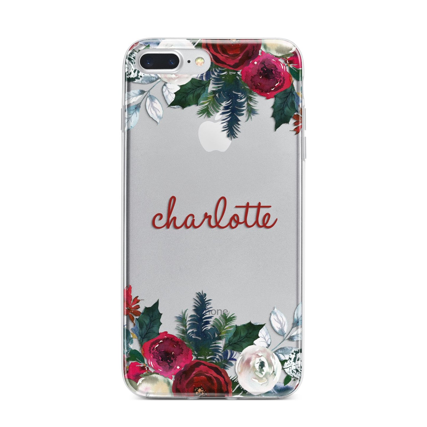 Christmas Flowers Personalised iPhone 7 Plus Bumper Case on Silver iPhone