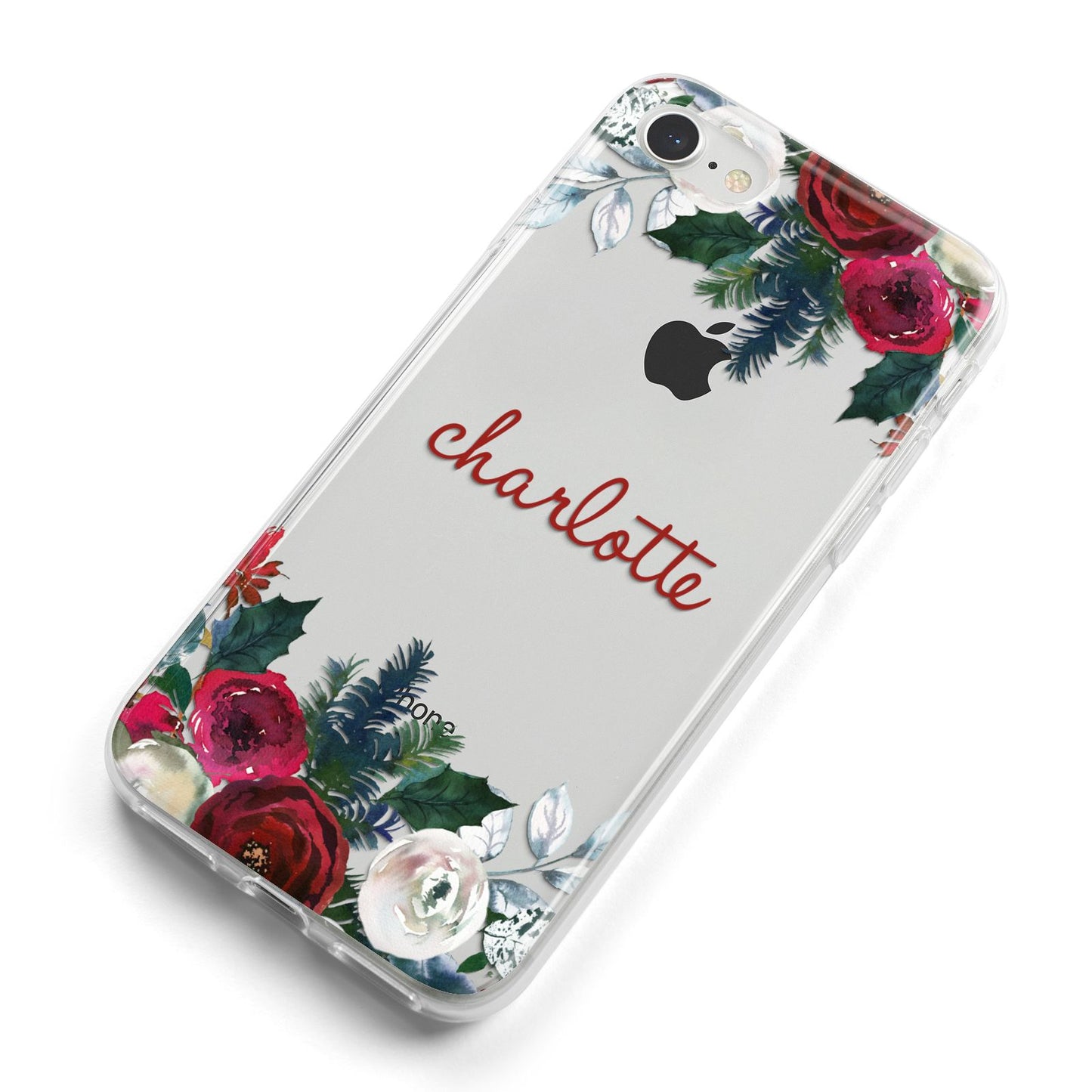 Christmas Flowers Personalised iPhone 8 Bumper Case on Silver iPhone Alternative Image