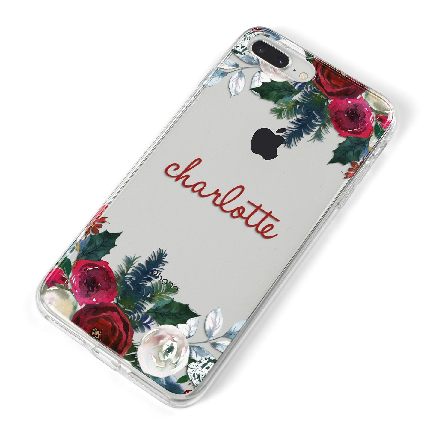 Christmas Flowers Personalised iPhone 8 Plus Bumper Case on Silver iPhone Alternative Image