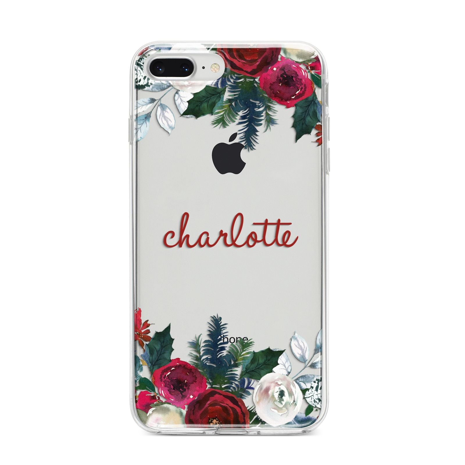 Christmas Flowers Personalised iPhone 8 Plus Bumper Case on Silver iPhone