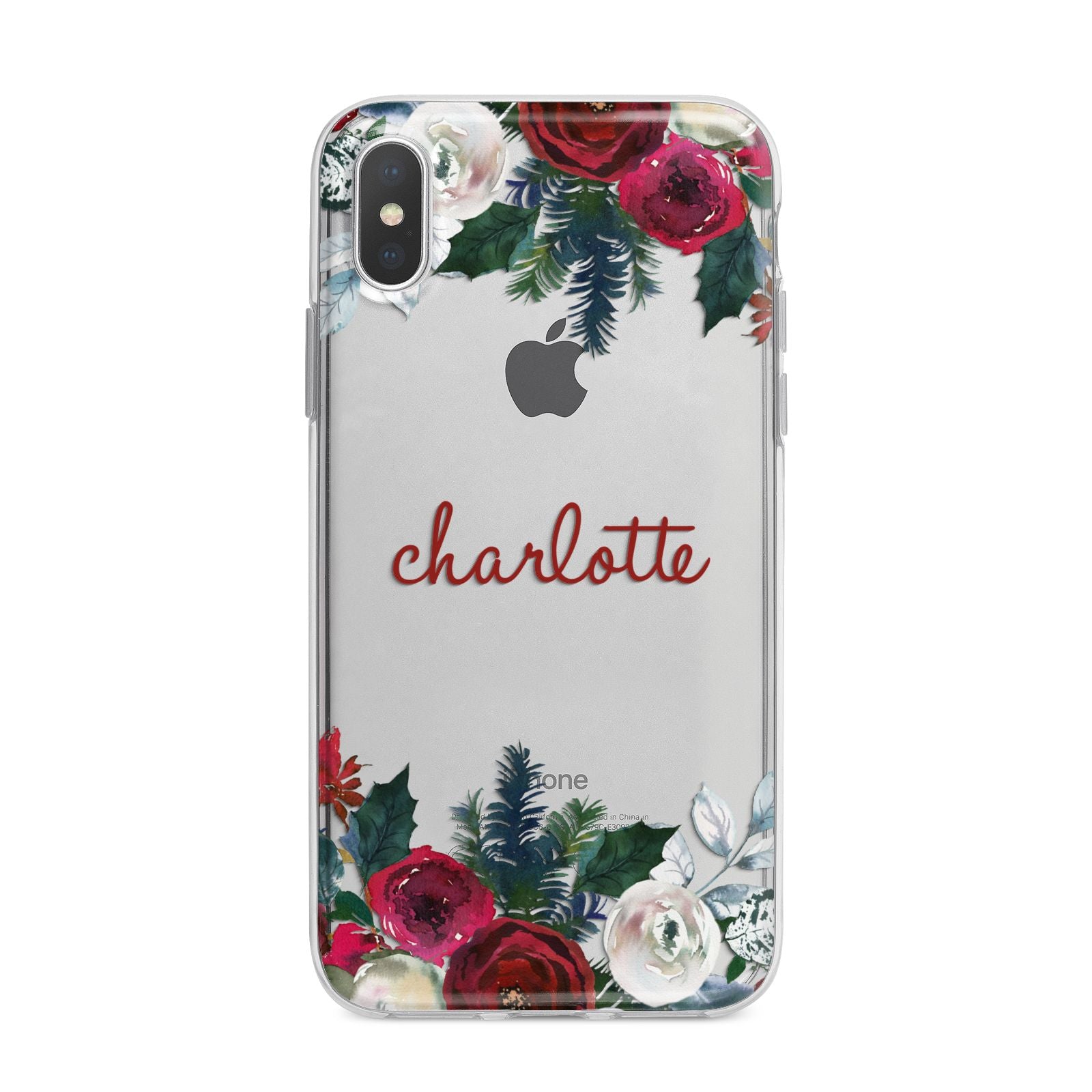 Christmas Flowers Personalised iPhone X Bumper Case on Silver iPhone Alternative Image 1