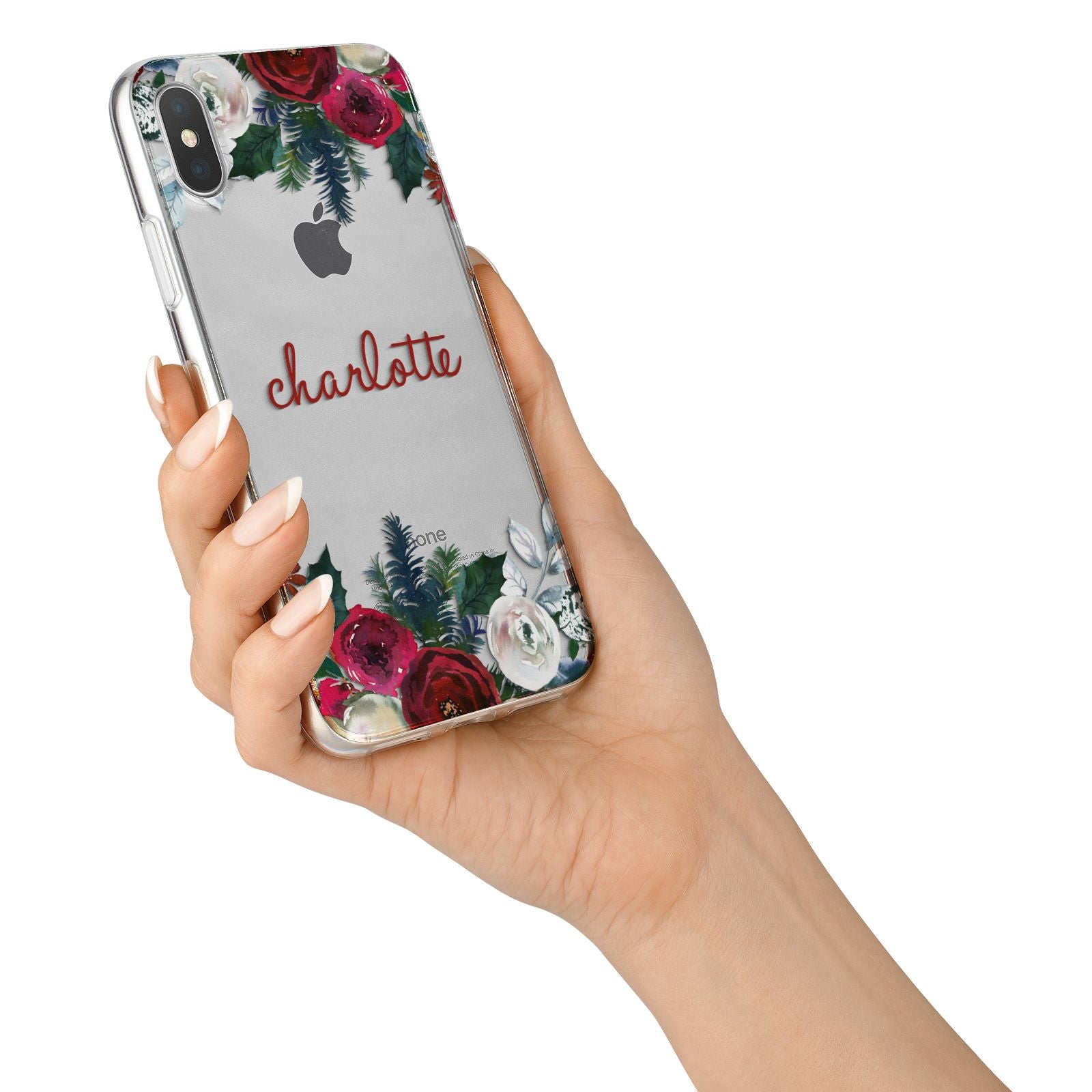 Christmas Flowers Personalised iPhone X Bumper Case on Silver iPhone Alternative Image 2