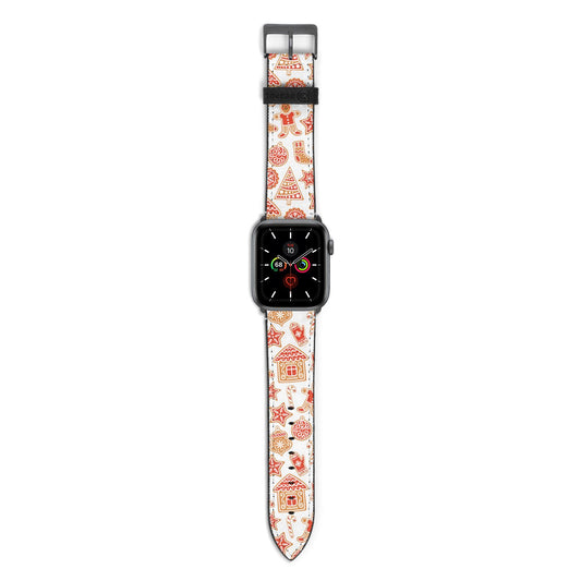 Christmas Gingerbread Apple Watch Strap with Space Grey Hardware