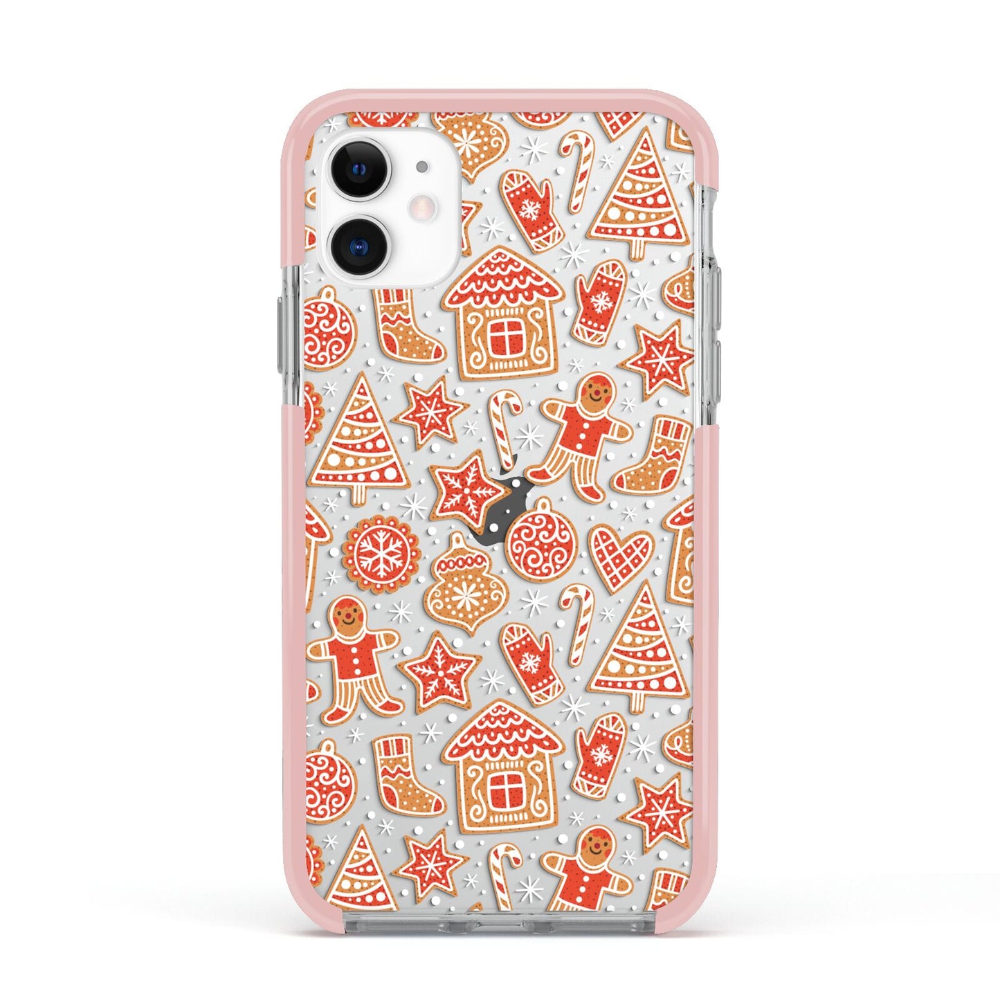 Christmas Gingerbread Apple iPhone 11 in White with Pink Impact Case