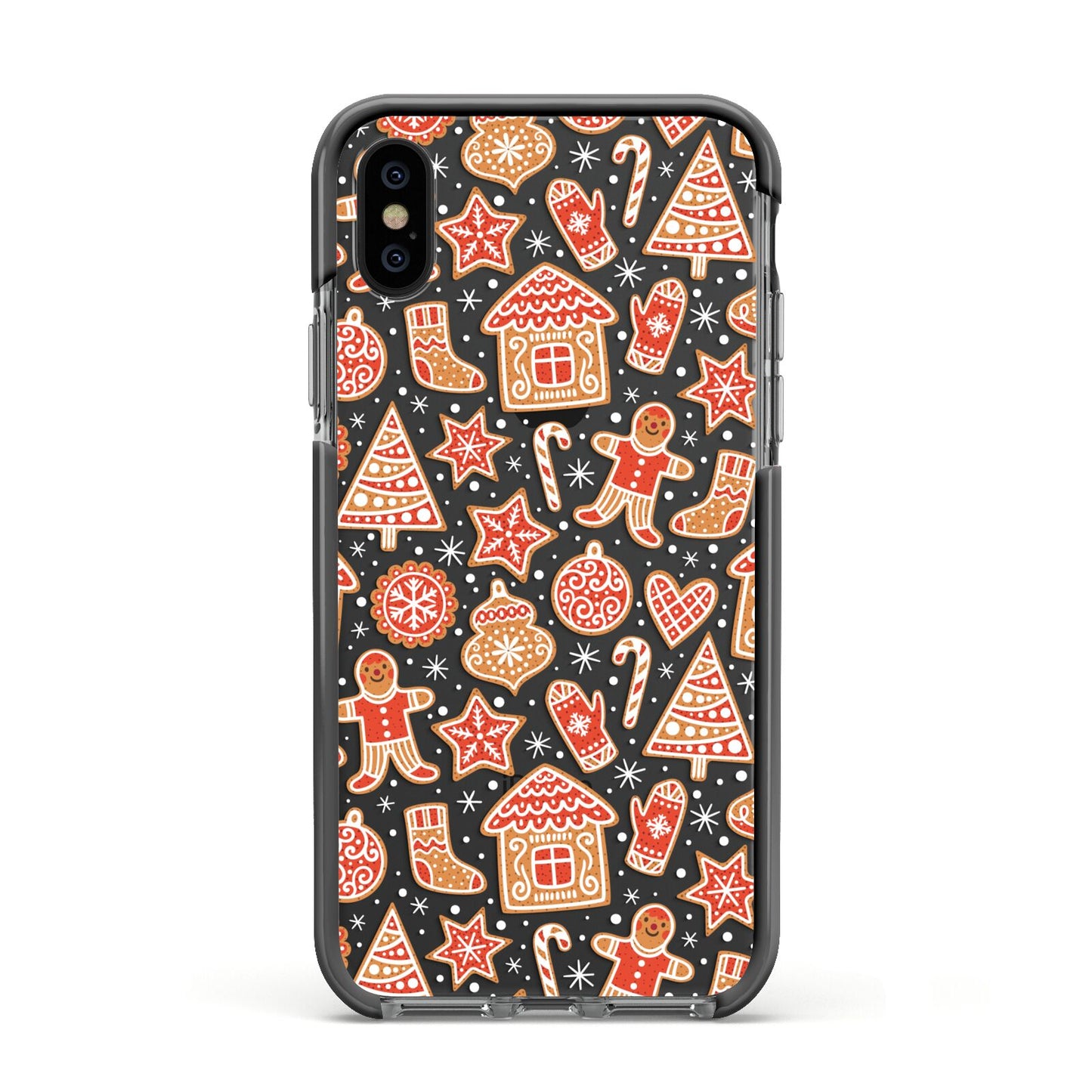 Christmas Gingerbread Apple iPhone Xs Impact Case Black Edge on Black Phone