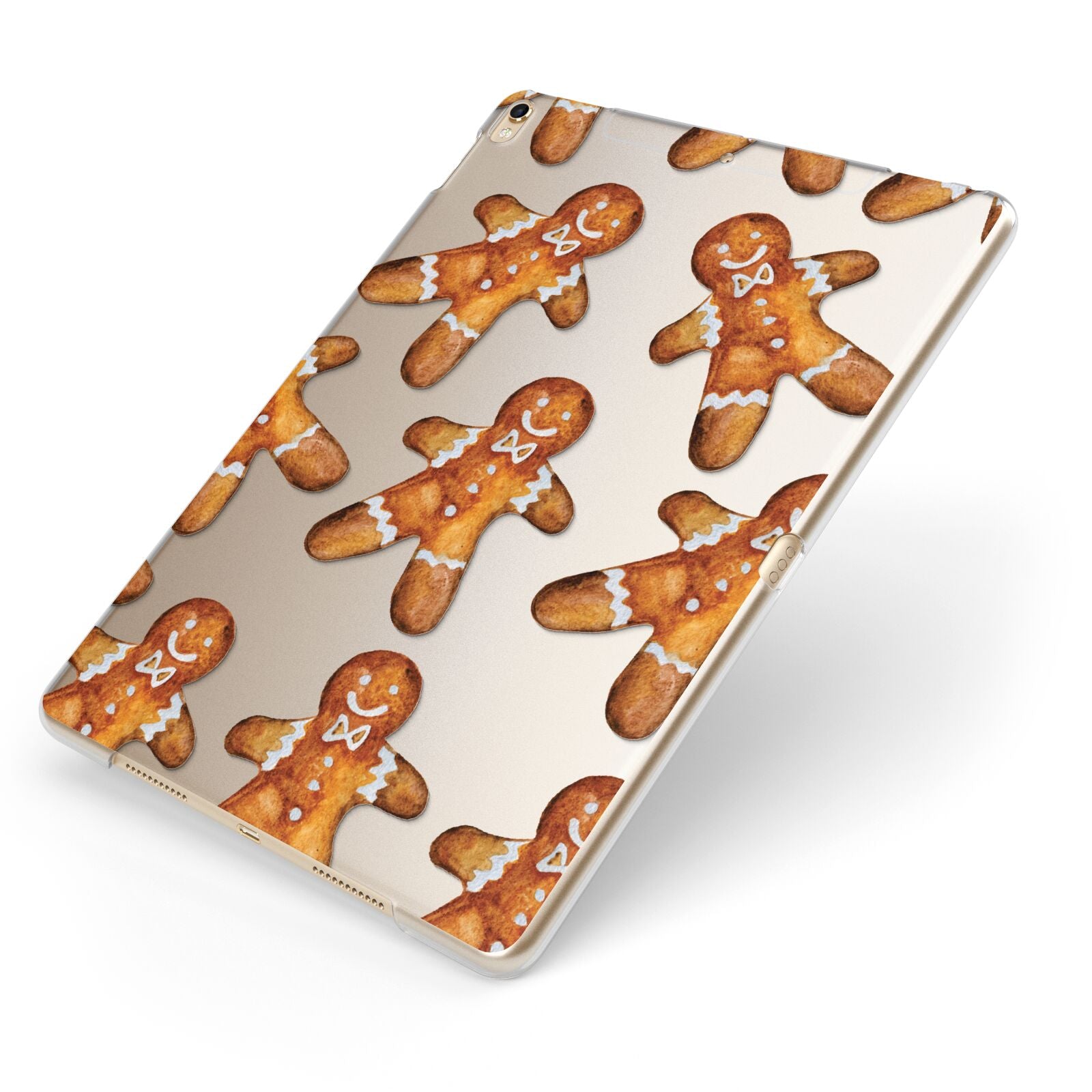 Christmas Gingerbread Man Apple iPad Case on Gold iPad Side View