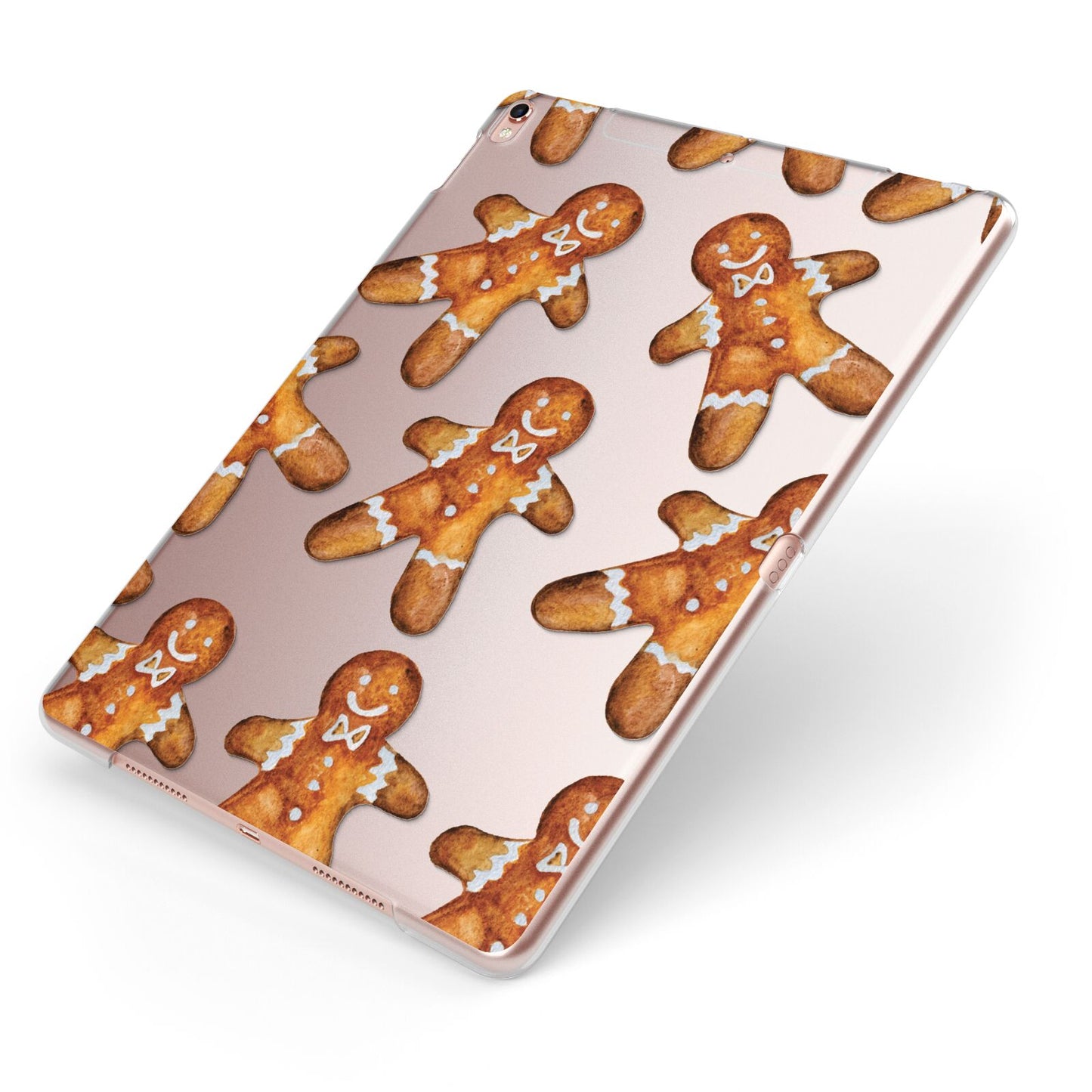 Christmas Gingerbread Man Apple iPad Case on Rose Gold iPad Side View