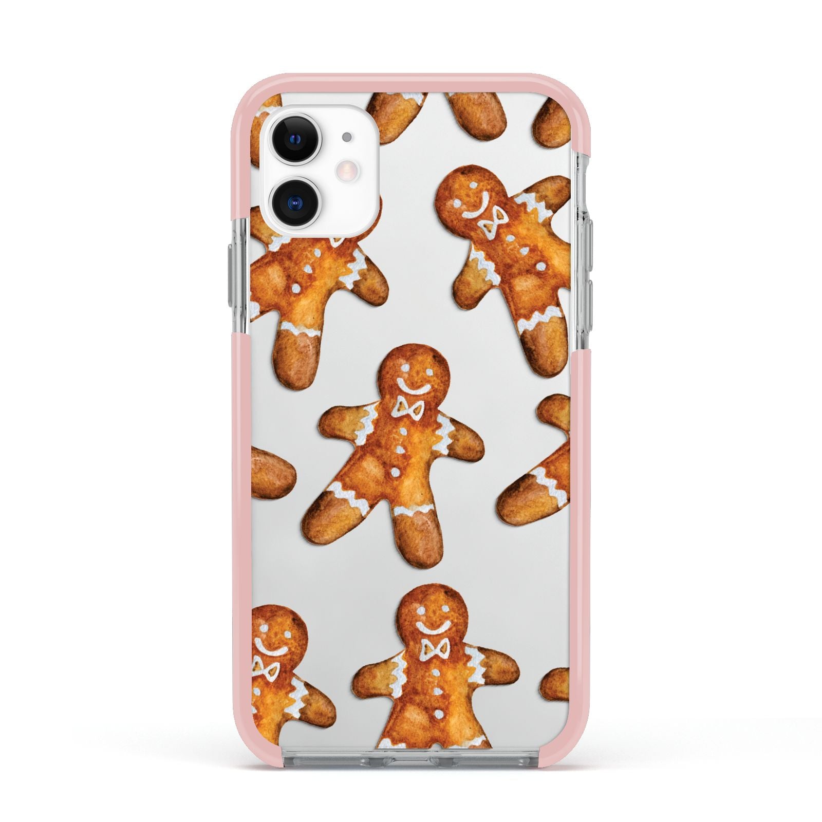 Christmas Gingerbread Man Apple iPhone 11 in White with Pink Impact Case