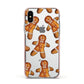 Christmas Gingerbread Man Apple iPhone Xs Impact Case Pink Edge on Silver Phone