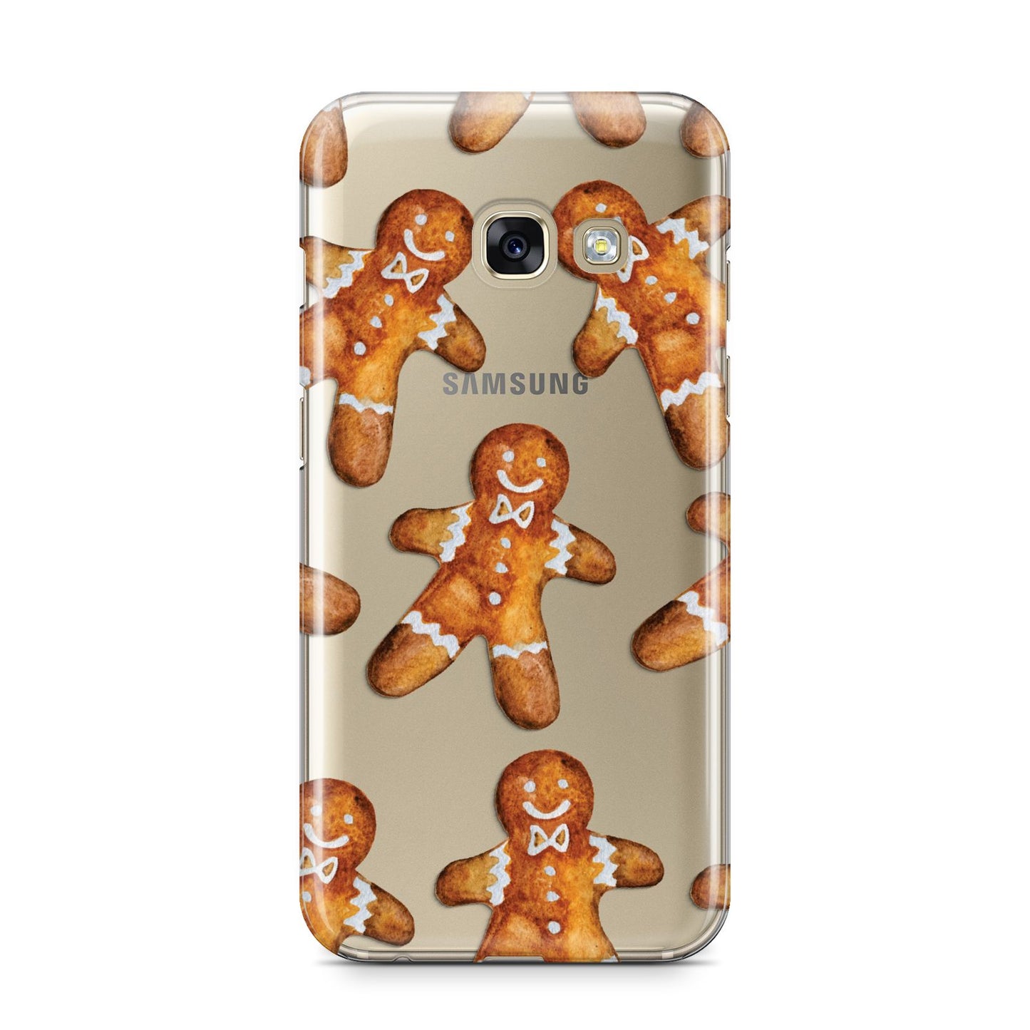 Christmas Gingerbread Man Samsung Galaxy A3 2017 Case on gold phone
