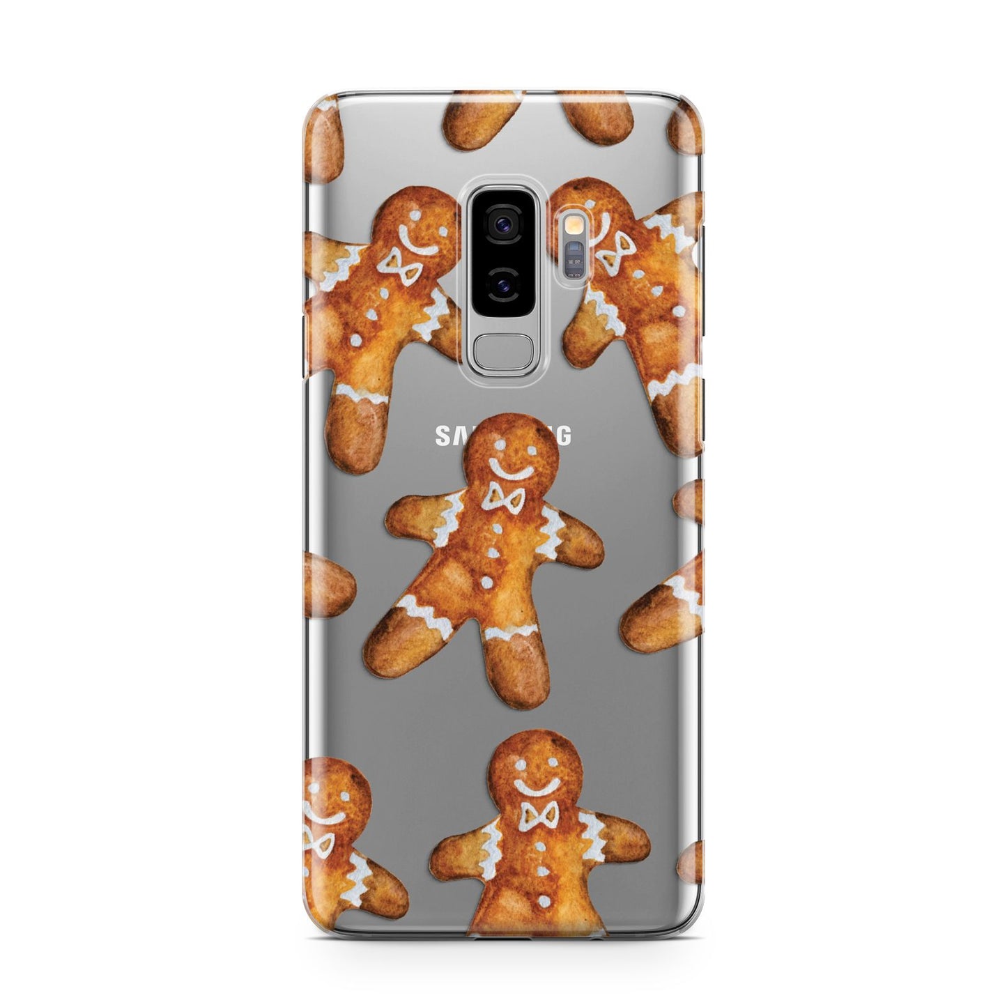 Christmas Gingerbread Man Samsung Galaxy S9 Plus Case on Silver phone