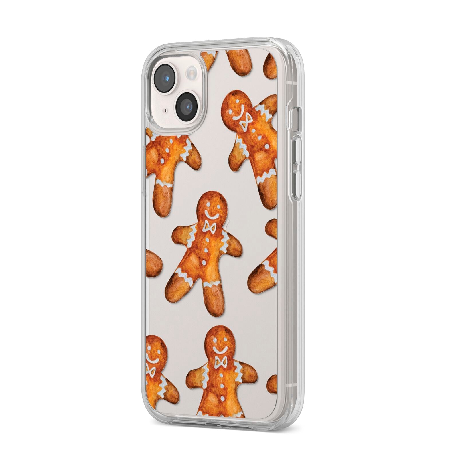 Christmas Gingerbread Man iPhone 14 Plus Clear Tough Case Starlight Angled Image