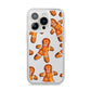 Christmas Gingerbread Man iPhone 14 Pro Clear Tough Case Silver