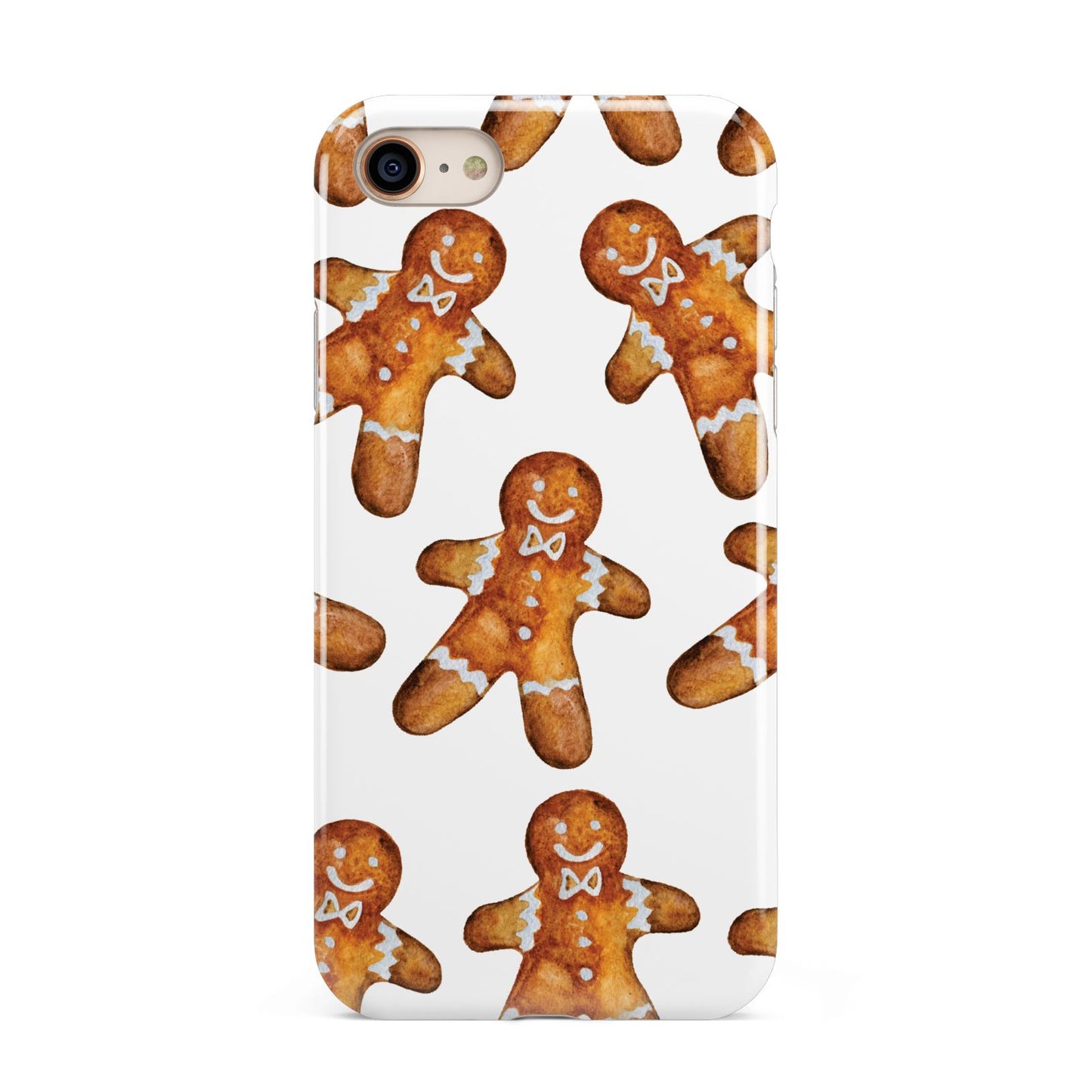 Christmas Gingerbread Man iPhone 8 3D Tough Case on Gold Phone