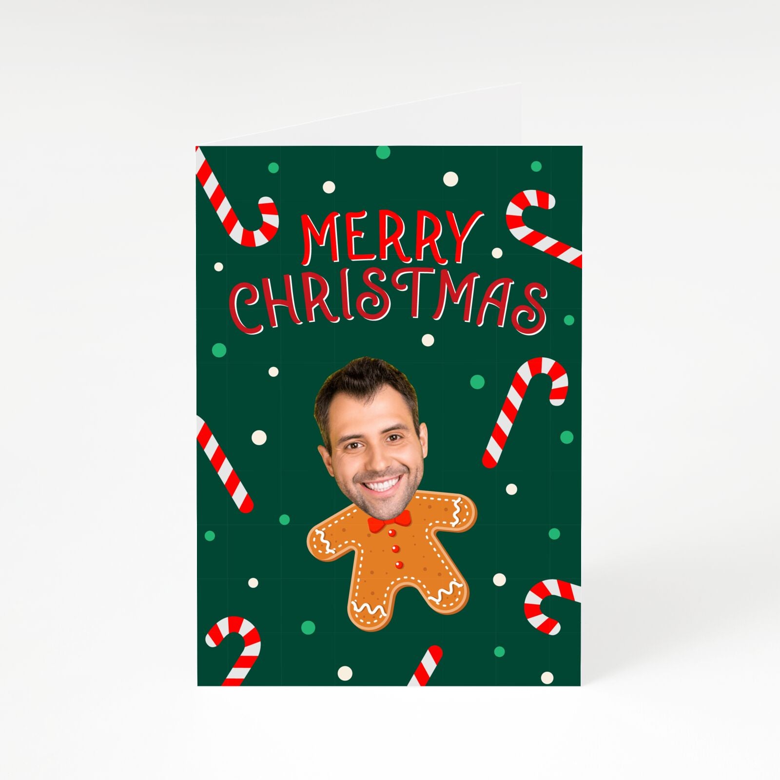 Christmas Gingerbread Photo Face A5 Greetings Card
