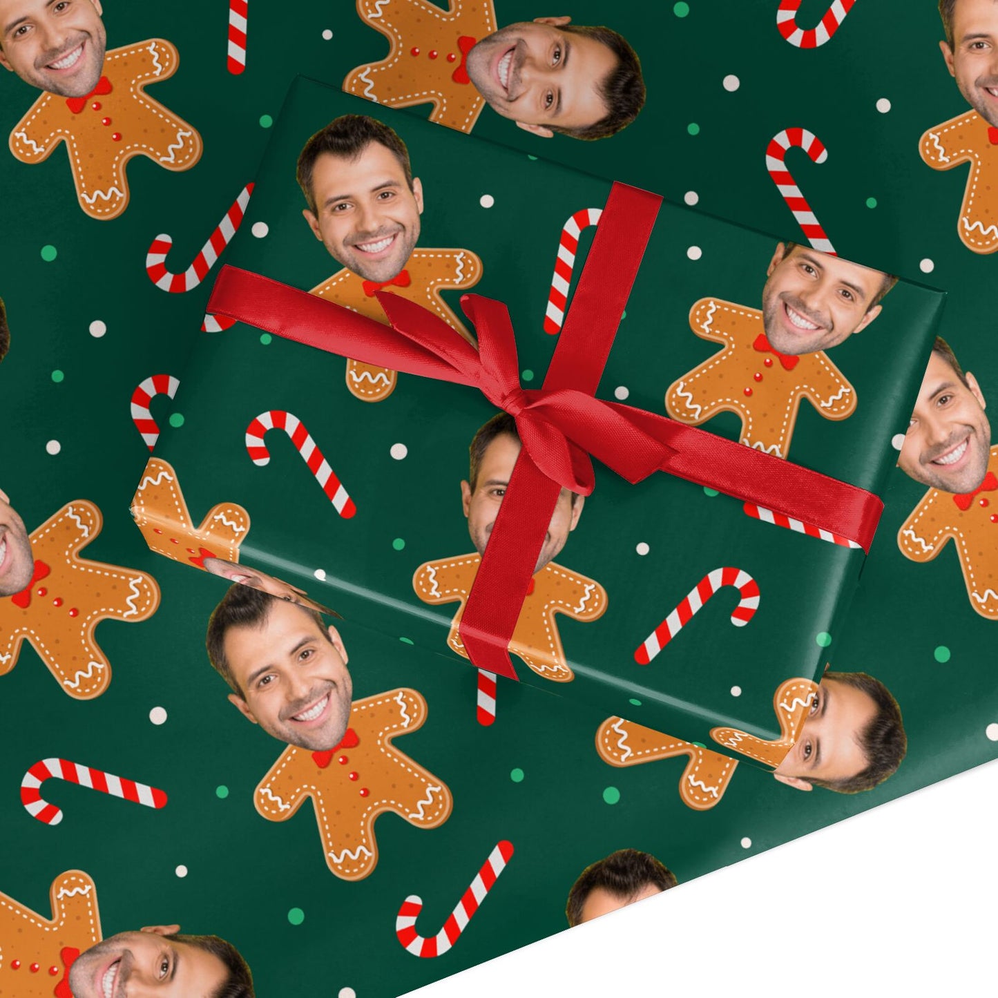 Christmas Gingerbread Photo Face Custom Wrapping Paper