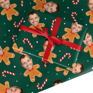 Christmas Gingerbread Photo Face Wrapping Paper