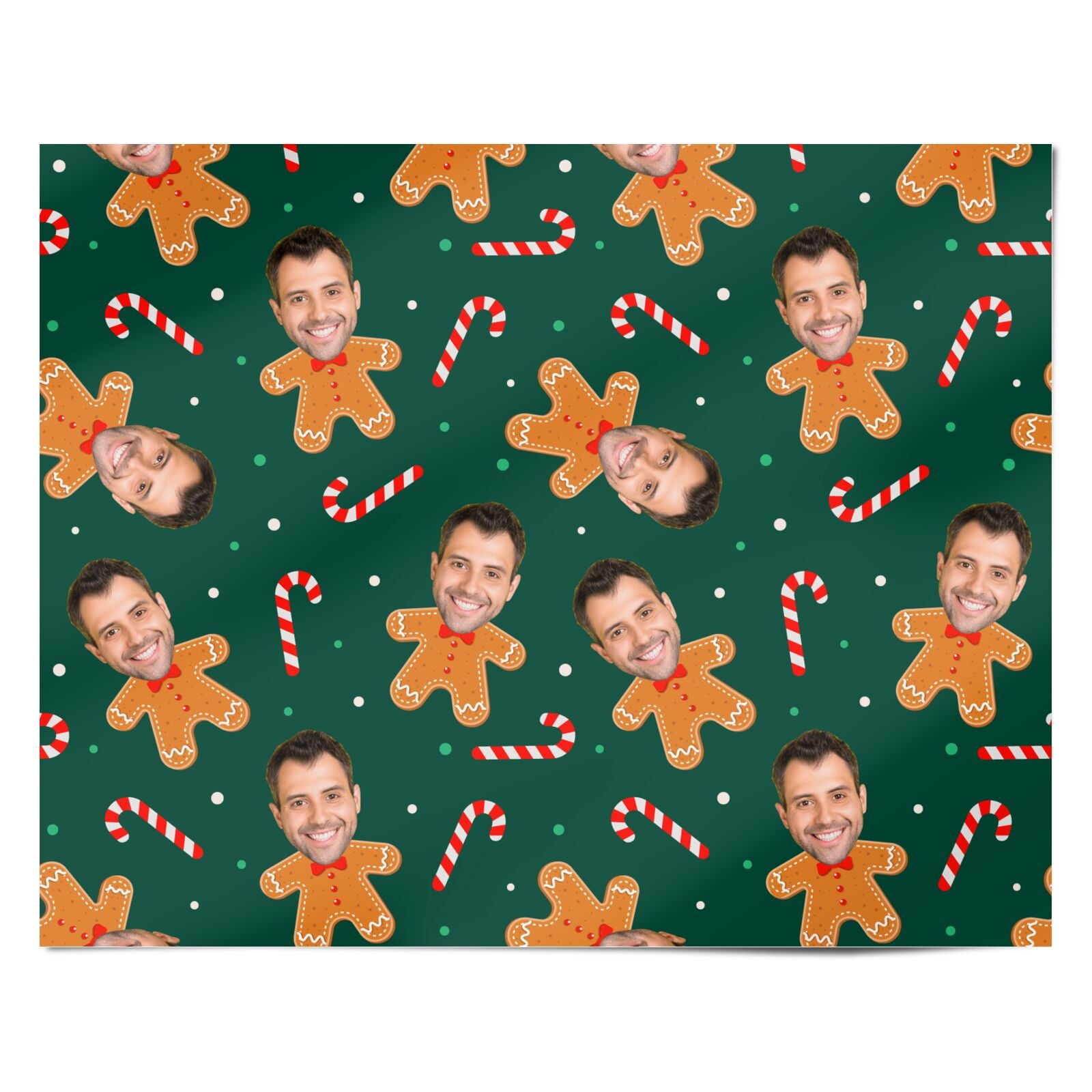 Christmas Gingerbread Photo Face Personalised Wrapping Paper Alternative