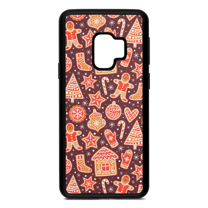 Christmas Gingerbread Rose Brown Saffiano Leather Samsung S9 Case