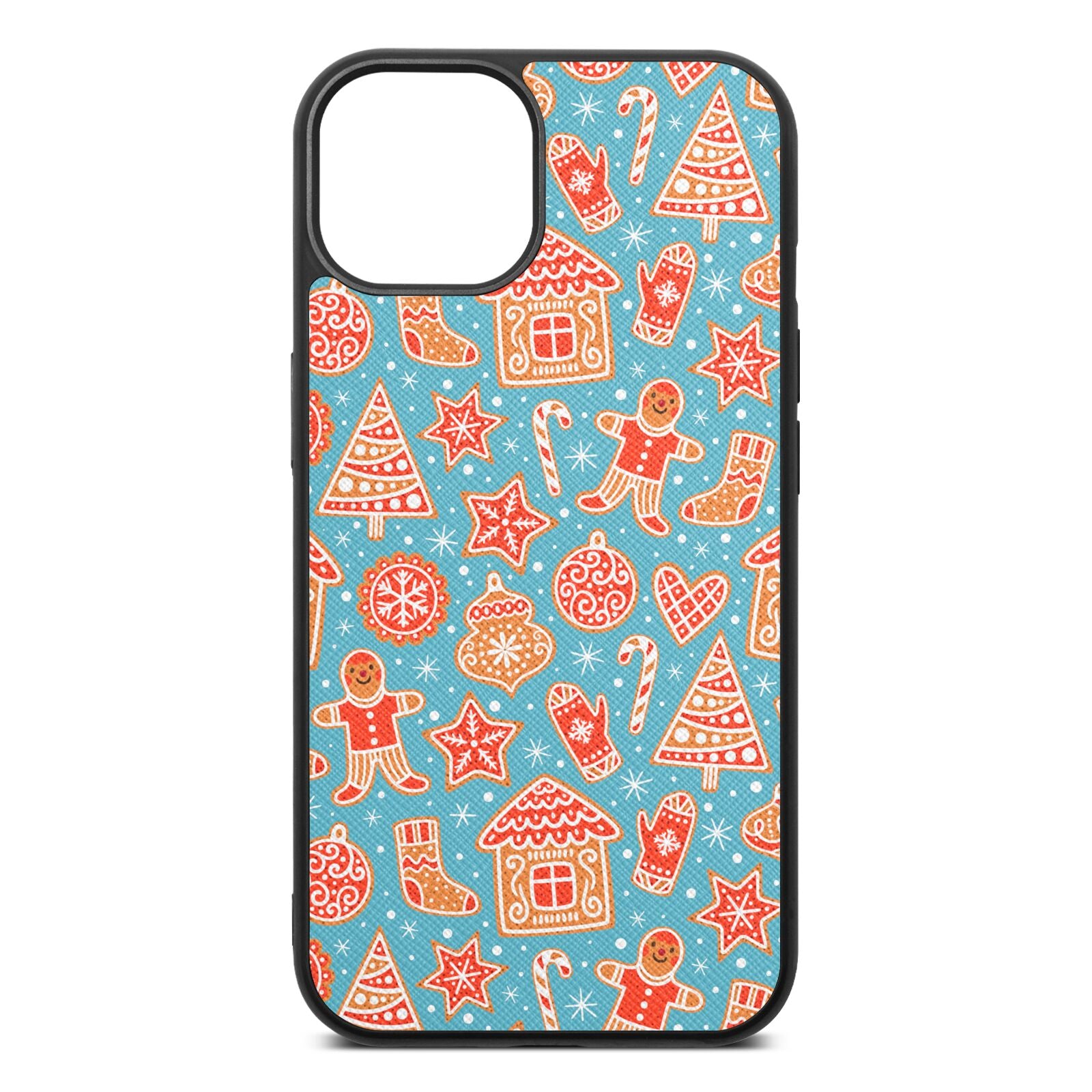 Christmas Gingerbread Sky Saffiano Leather iPhone 13 Case