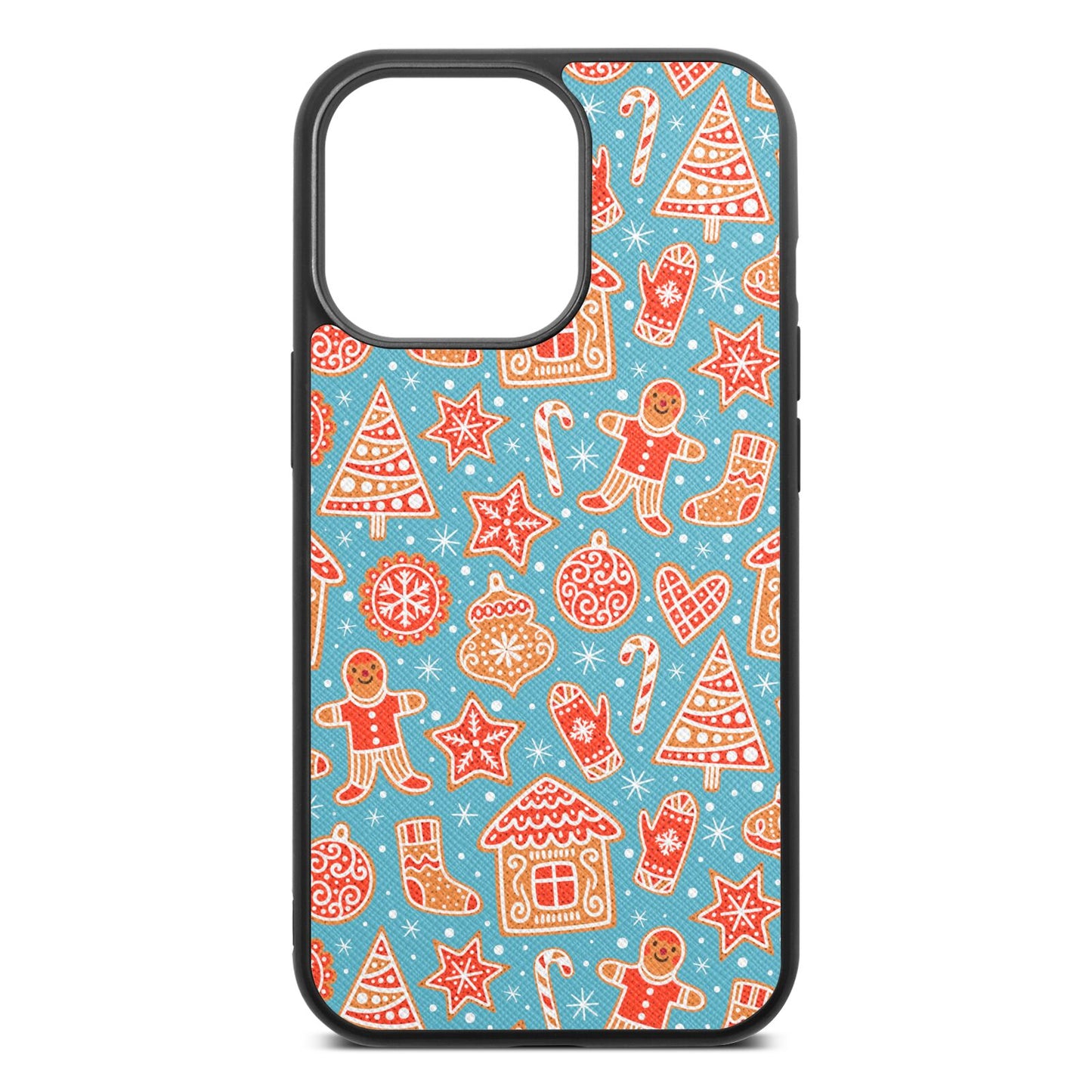 Christmas Gingerbread Sky Saffiano Leather iPhone 13 Pro Case