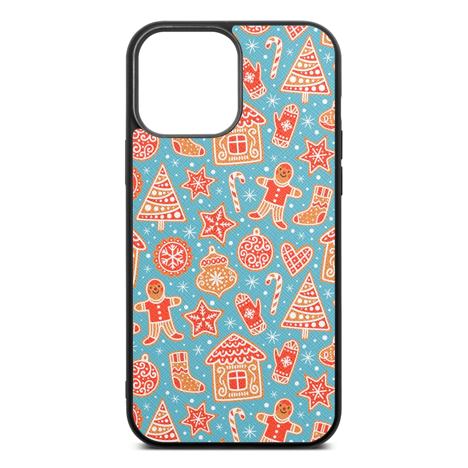 Christmas Gingerbread Sky Saffiano Leather iPhone 13 Pro Max Case