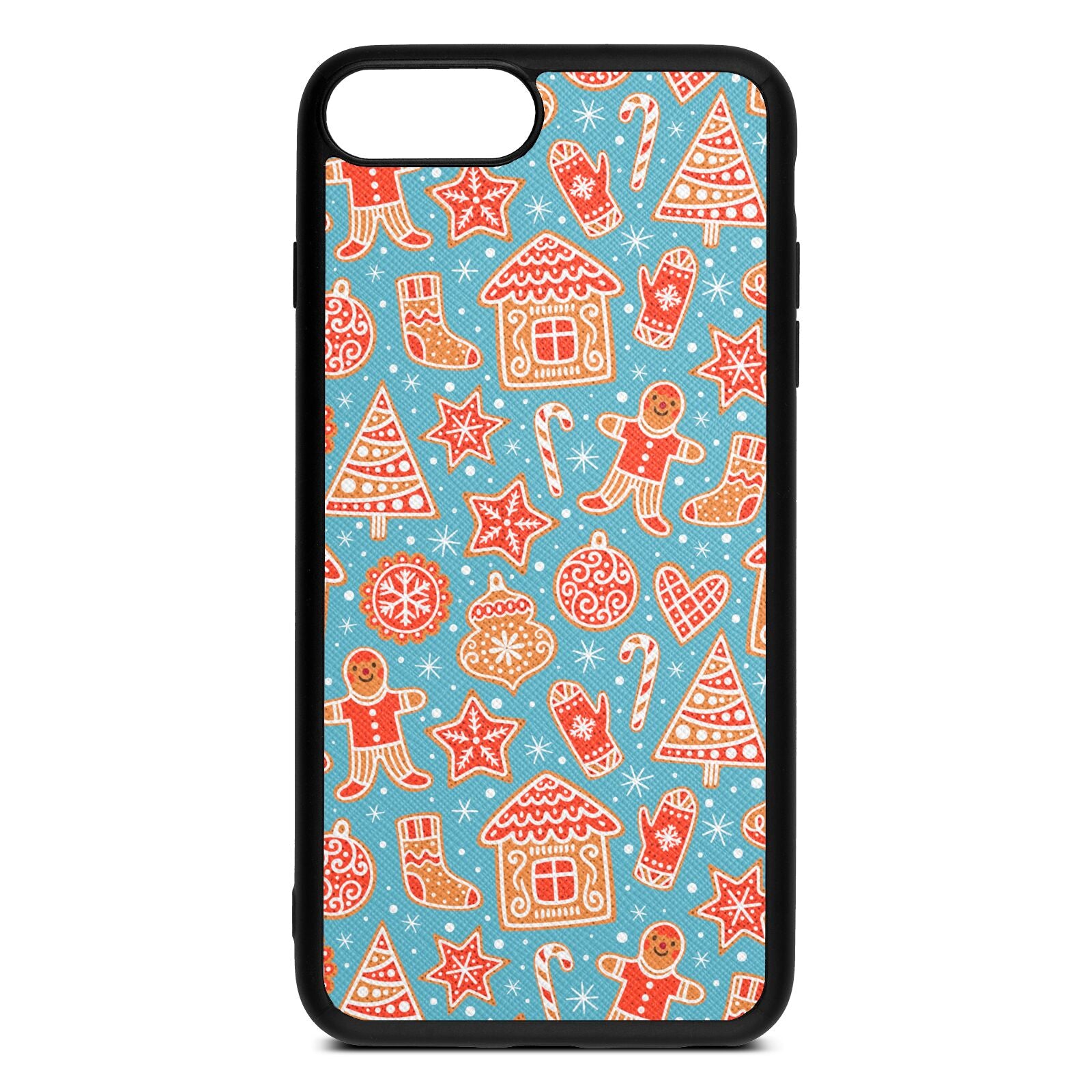 Christmas Gingerbread Sky Saffiano Leather iPhone 8 Plus Case