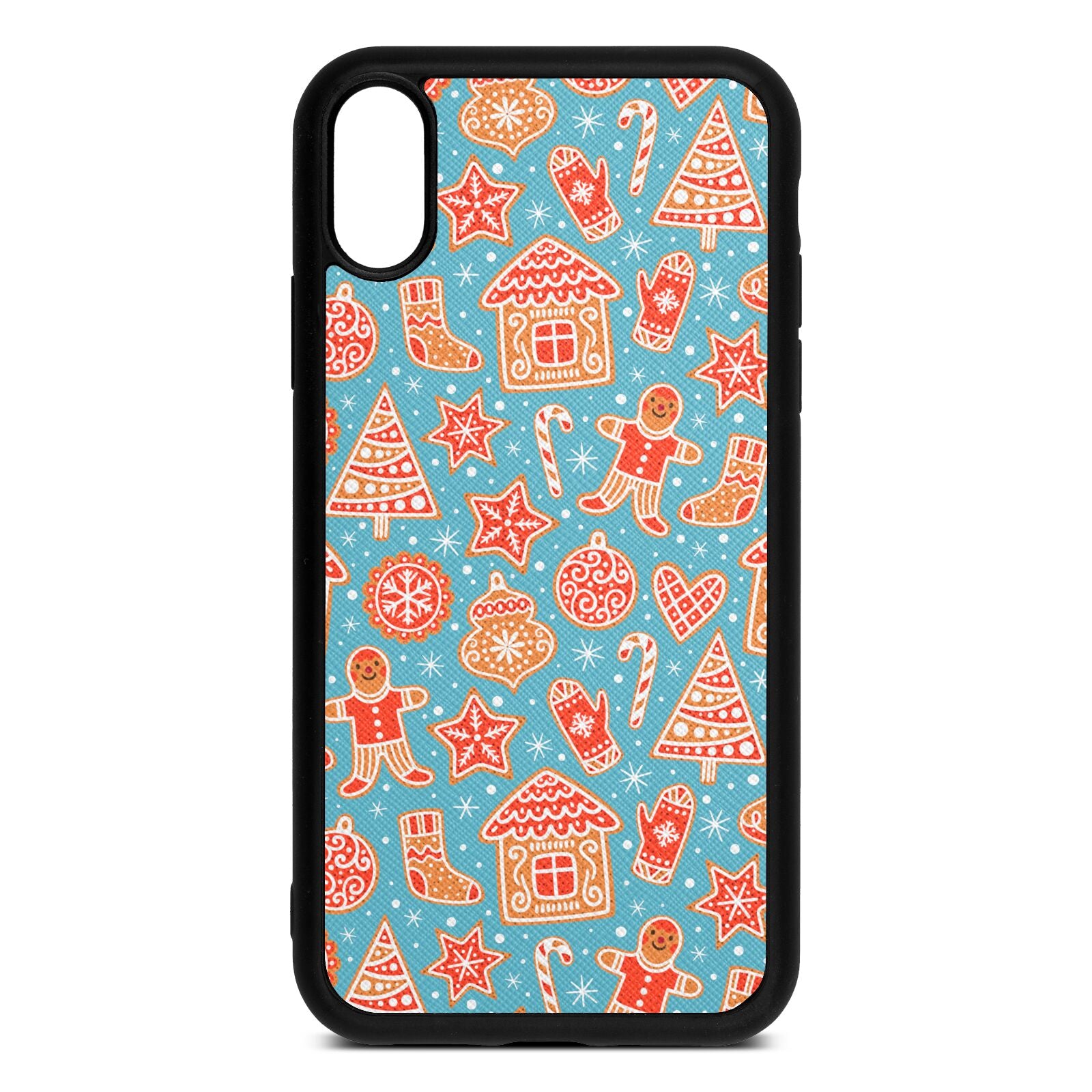 Christmas Gingerbread Sky Saffiano Leather iPhone Xr Case