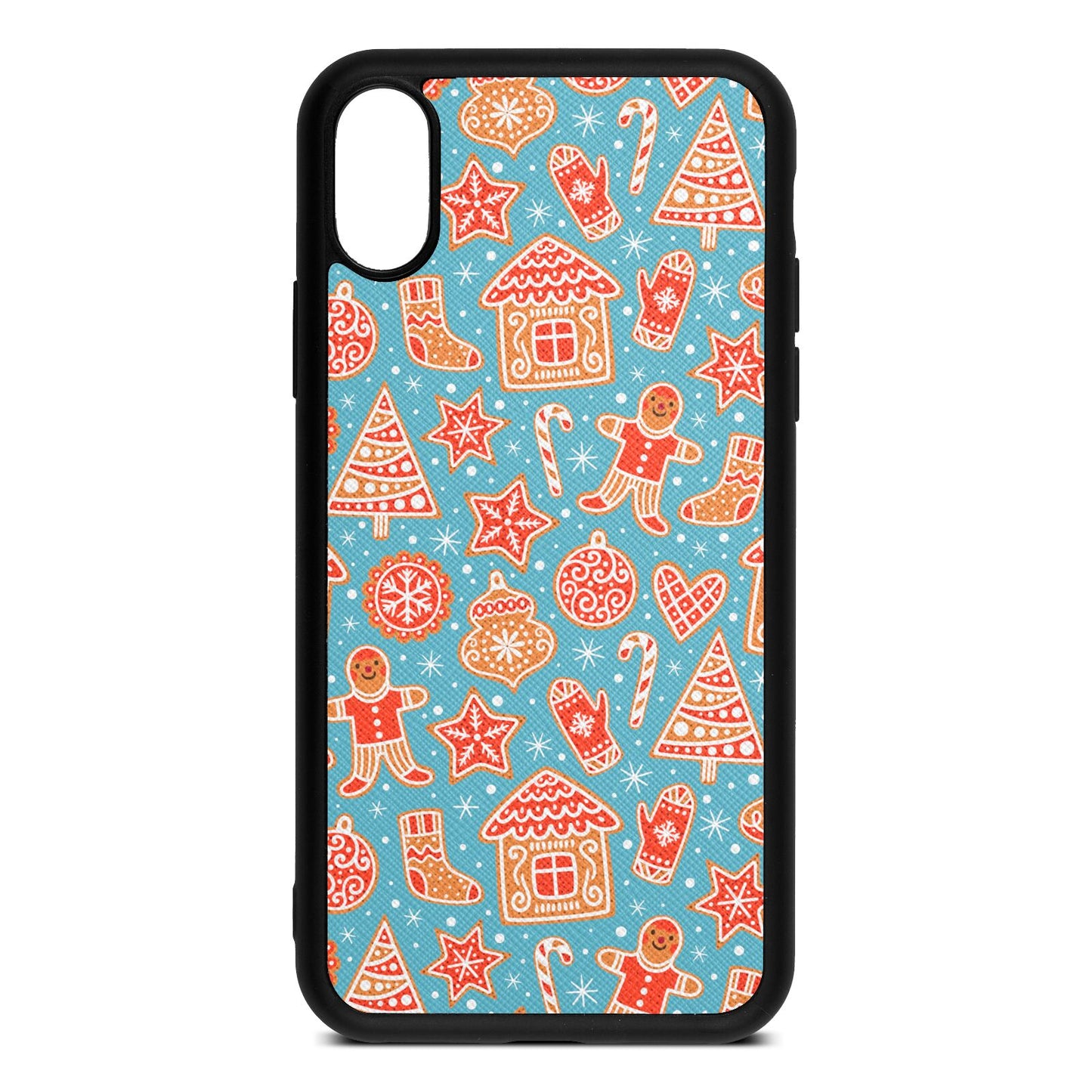 Christmas Gingerbread Sky Saffiano Leather iPhone Xs Case