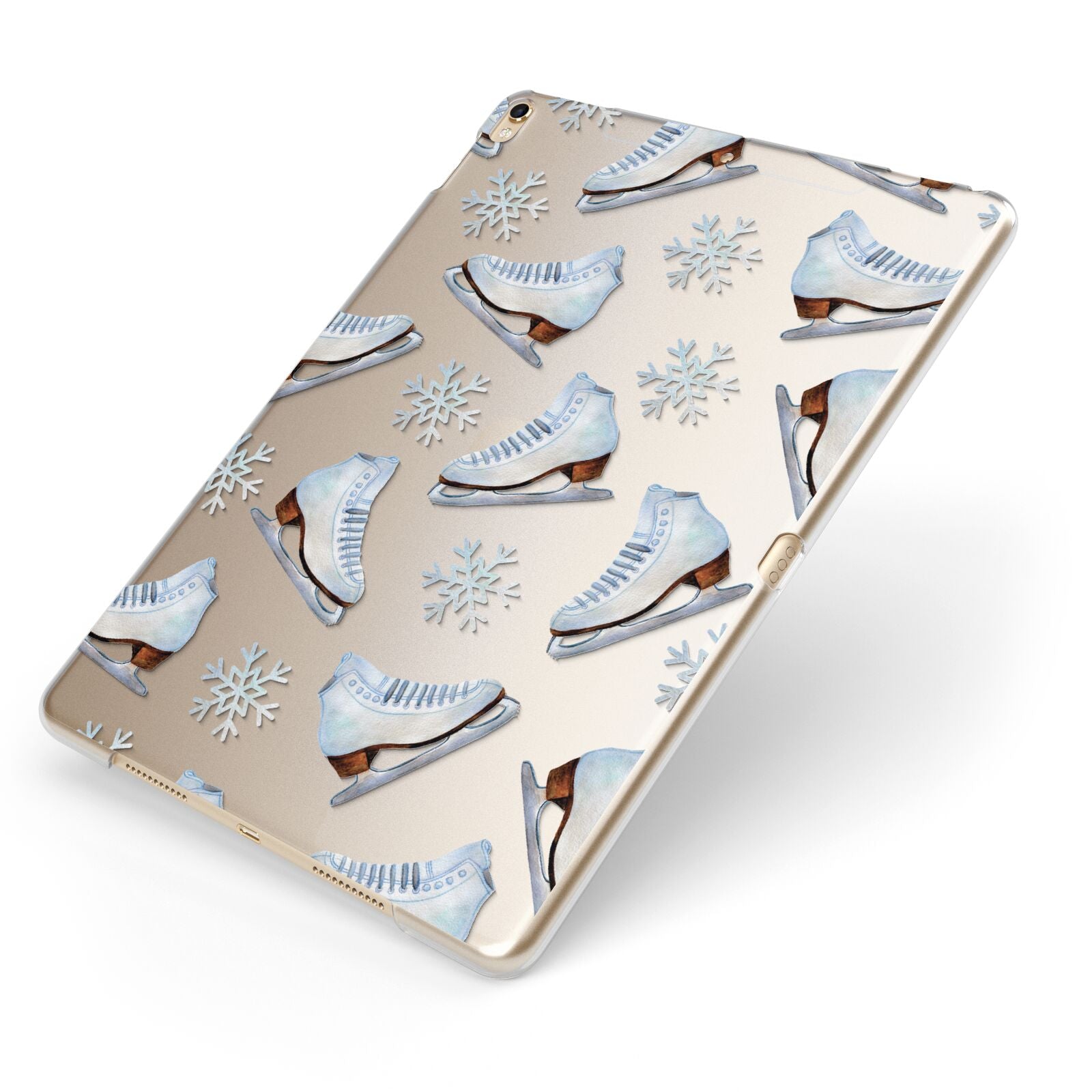 Christmas Ice Skates Apple iPad Case on Gold iPad Side View