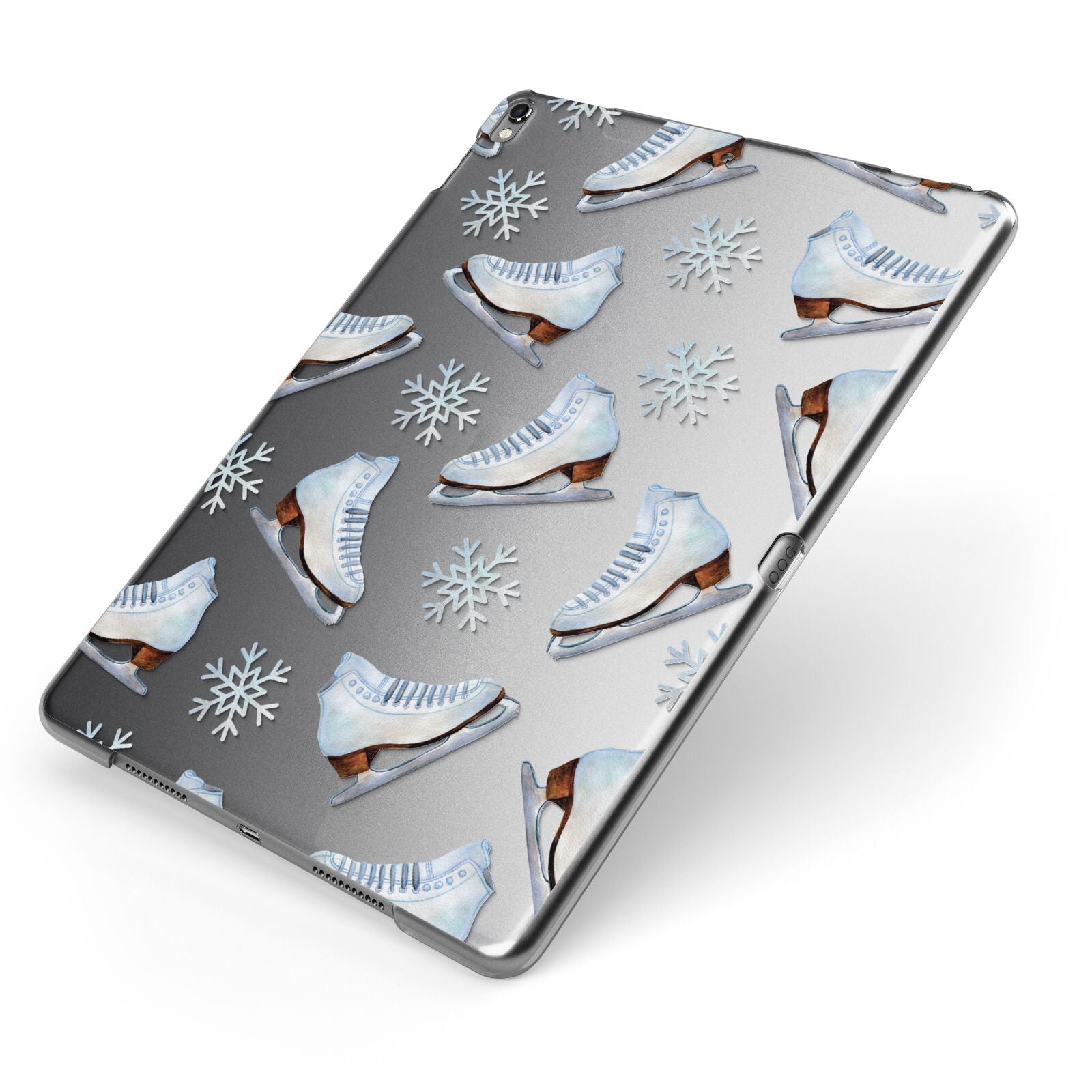 Christmas Ice Skates Apple iPad Case on Grey iPad Side View