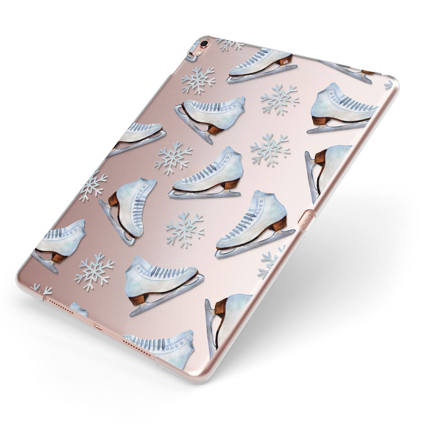 Christmas Ice Skates Apple iPad Case on Rose Gold iPad Side View