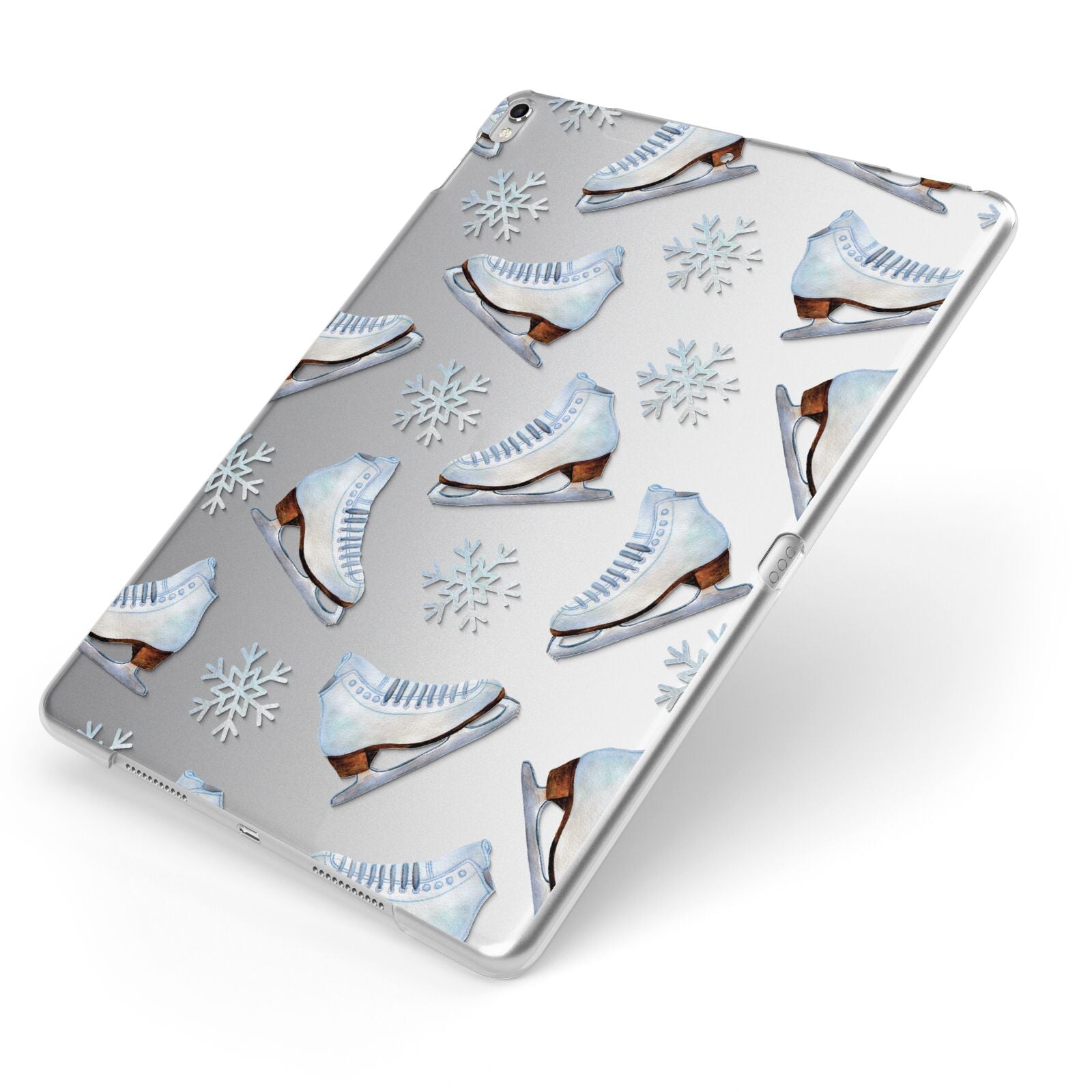 Christmas Ice Skates Apple iPad Case on Silver iPad Side View