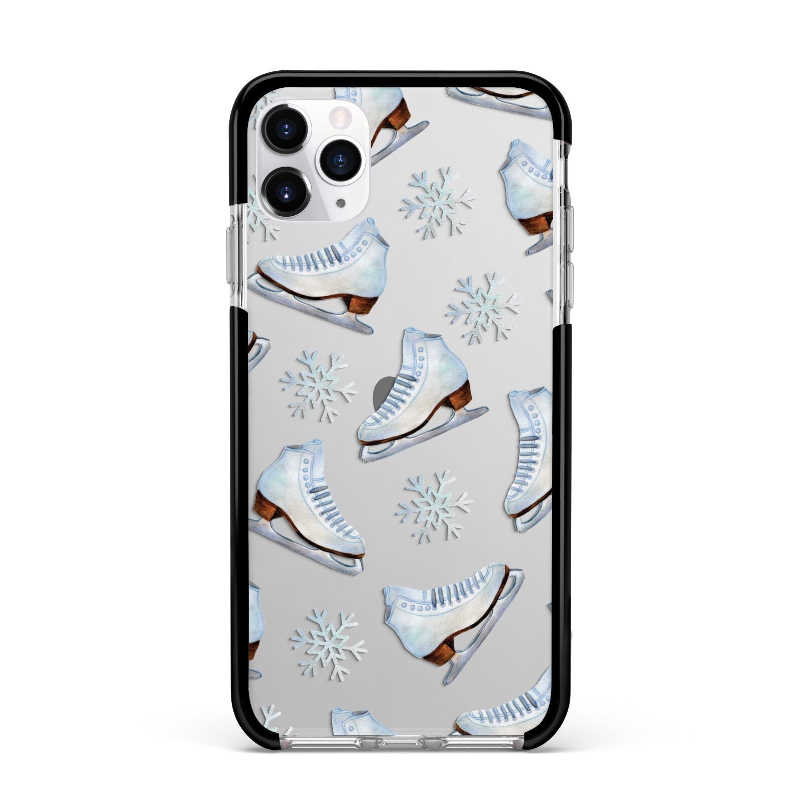 Christmas Ice Skates Apple iPhone 11 Pro Max in Silver with Black Impact Case