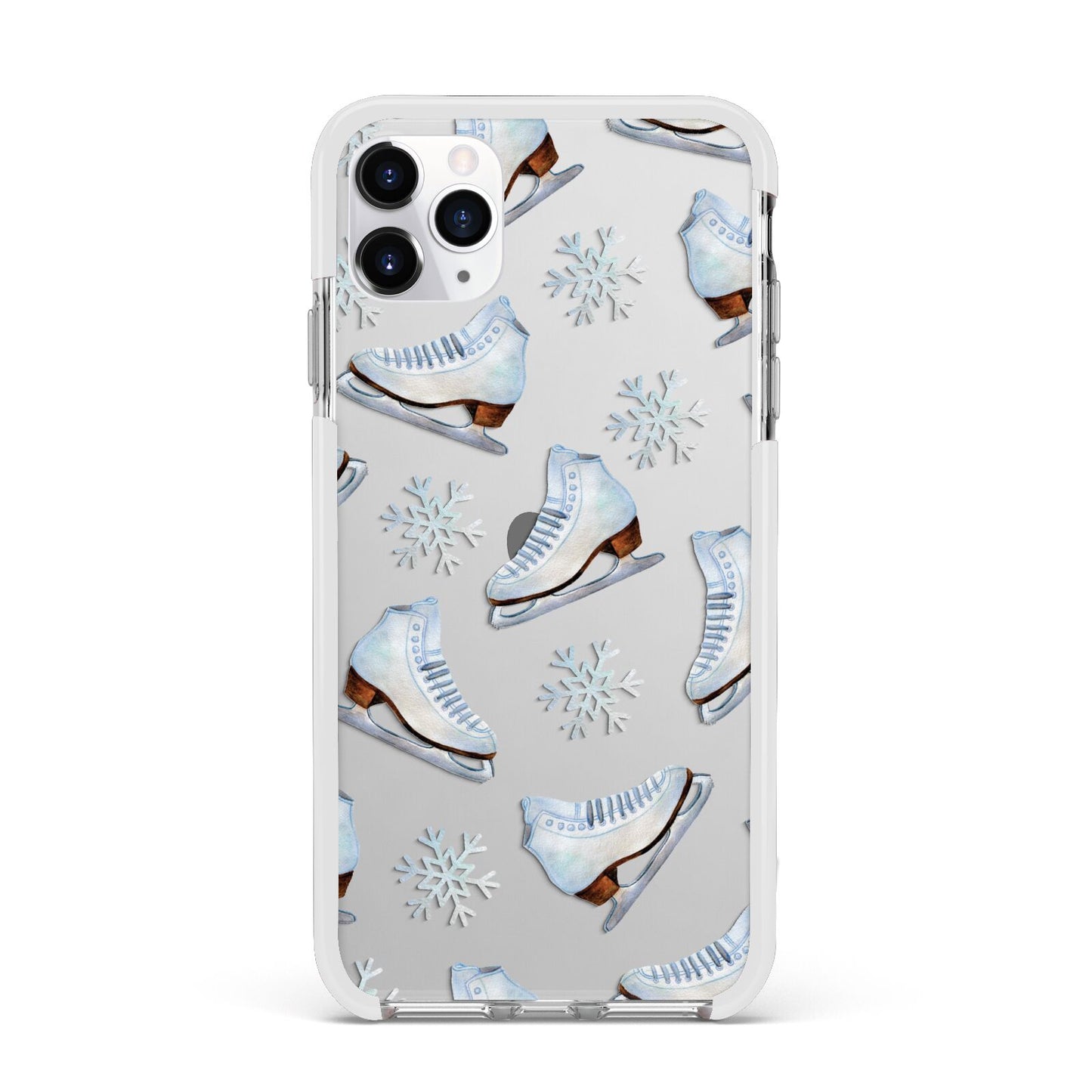 Christmas Ice Skates Apple iPhone 11 Pro Max in Silver with White Impact Case