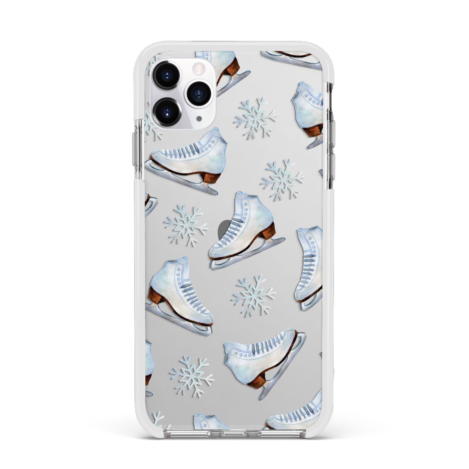 Christmas Ice Skates Apple iPhone 11 Pro Max in Silver with White Impact Case
