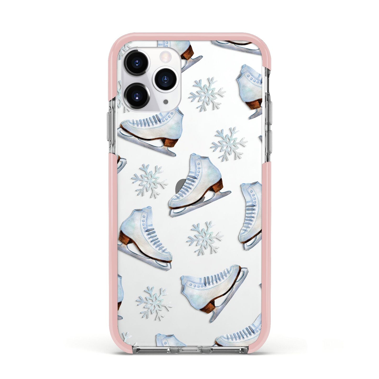 Christmas Ice Skates Apple iPhone 11 Pro in Silver with Pink Impact Case