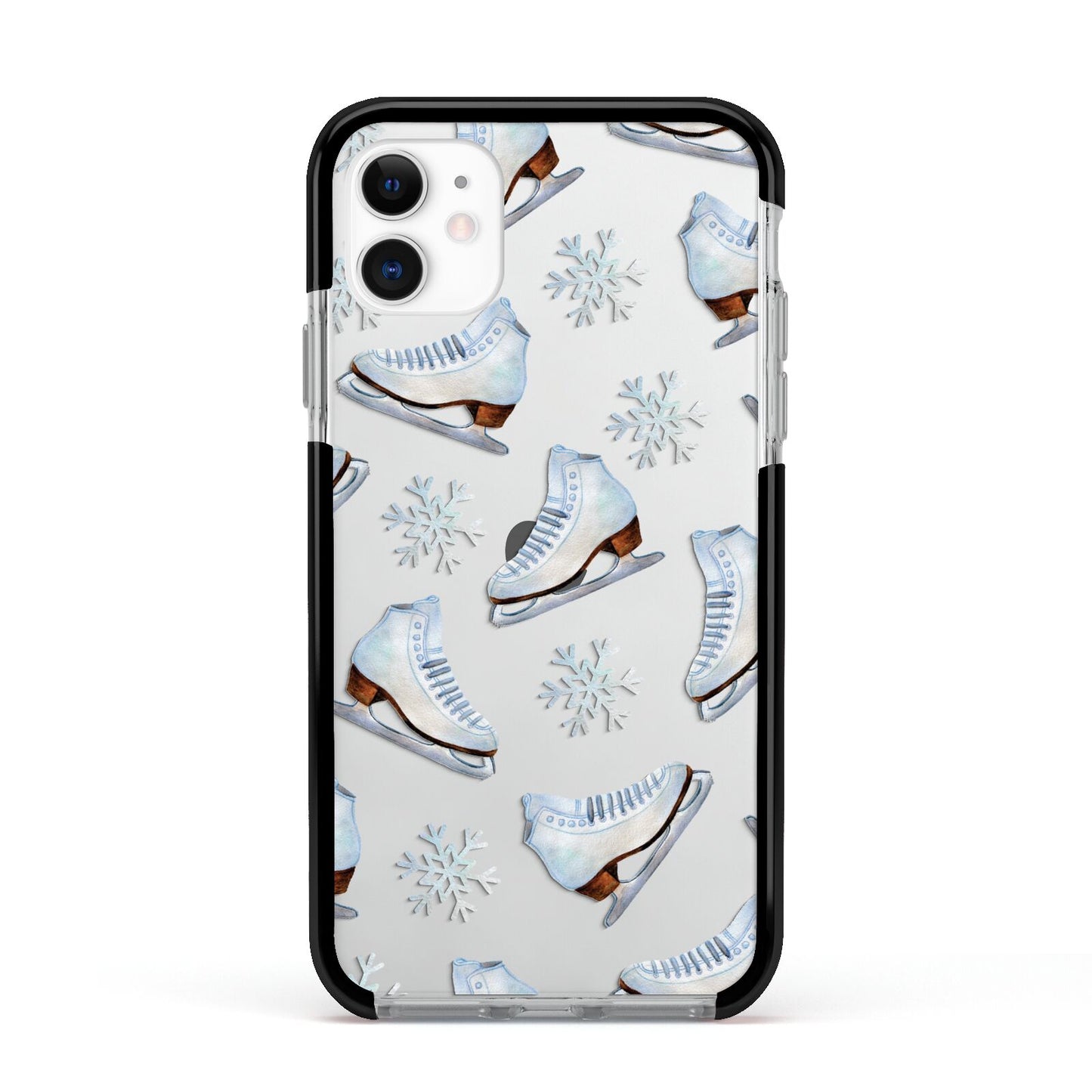 Christmas Ice Skates Apple iPhone 11 in White with Black Impact Case