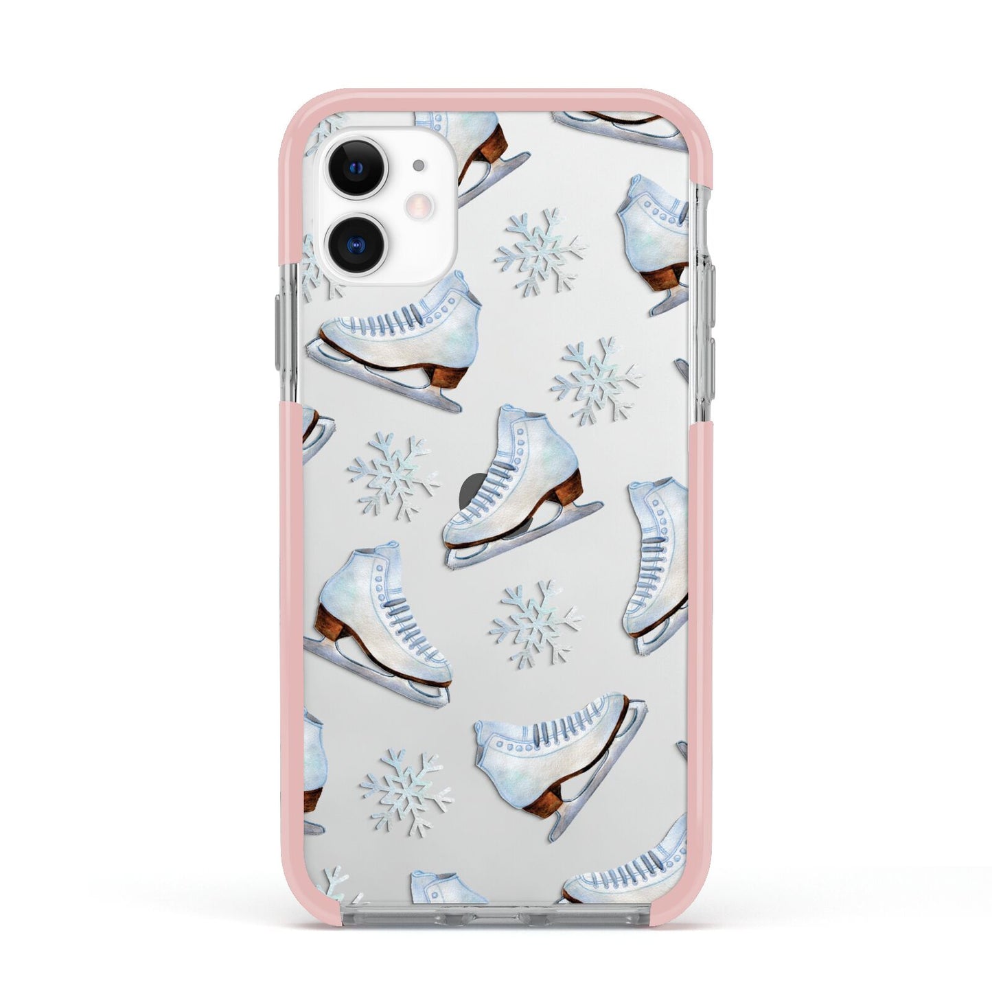 Christmas Ice Skates Apple iPhone 11 in White with Pink Impact Case